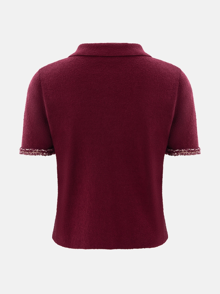 Knitted jersey top with textured details and buttons