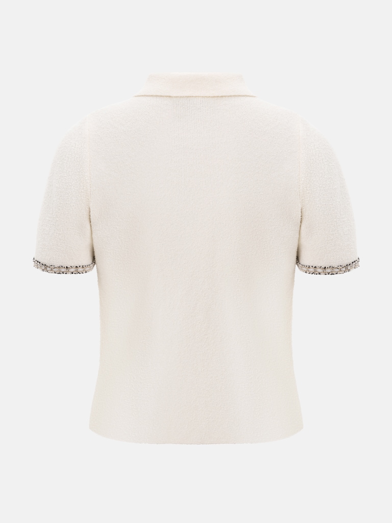 Knitted jersey top with textured details and buttons