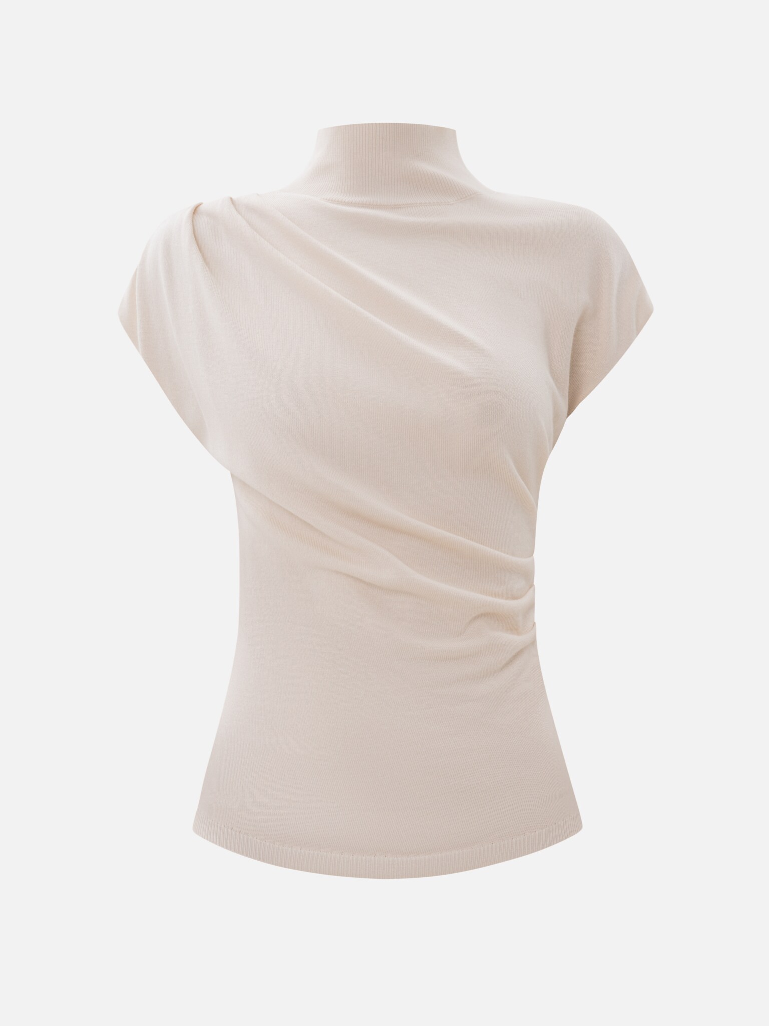 Sleeveless knitted top with pleats at the shoulder :: LICHI - Online ...