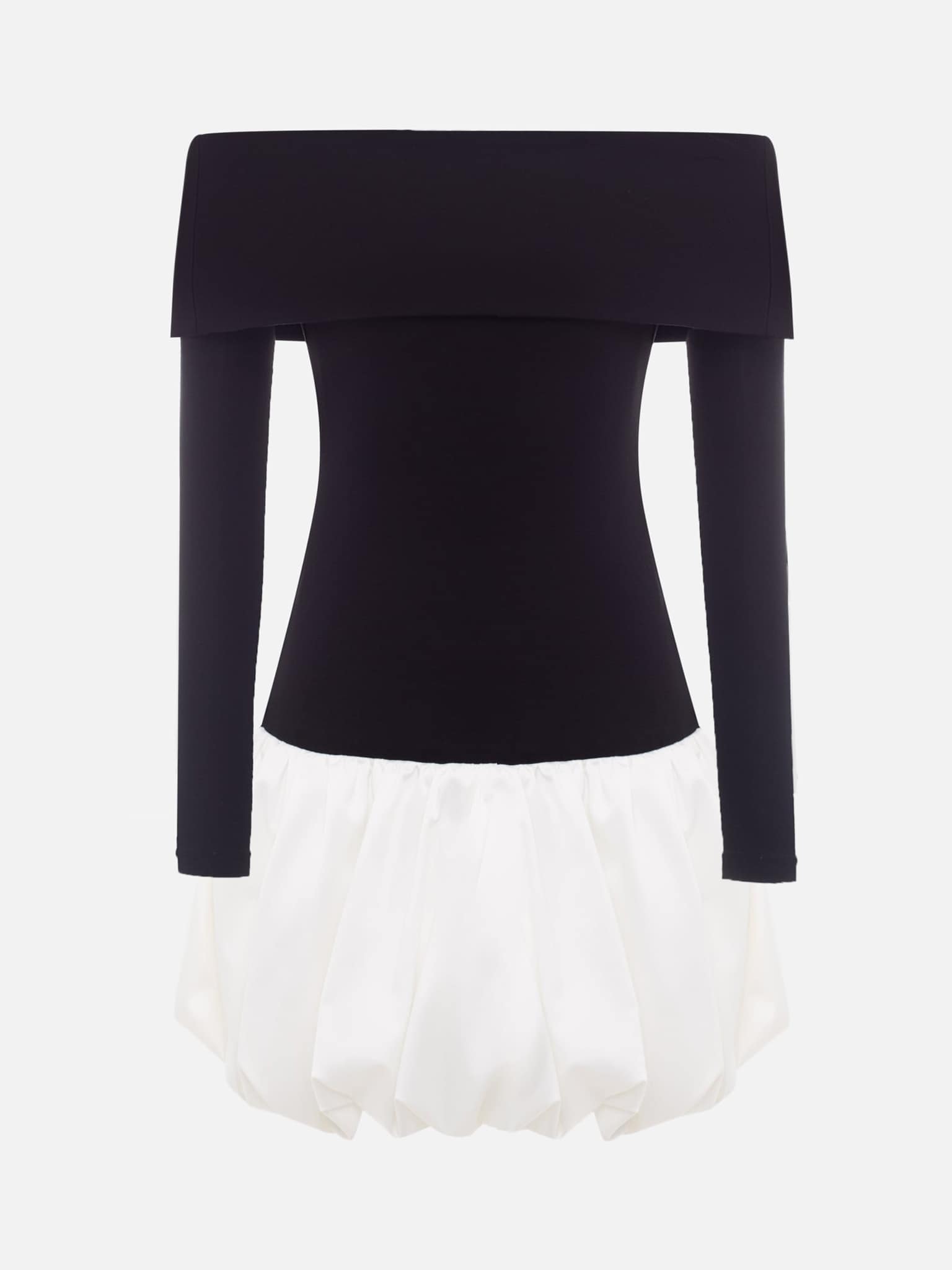 Платье мини с открытыми плечами и юбкой баллон