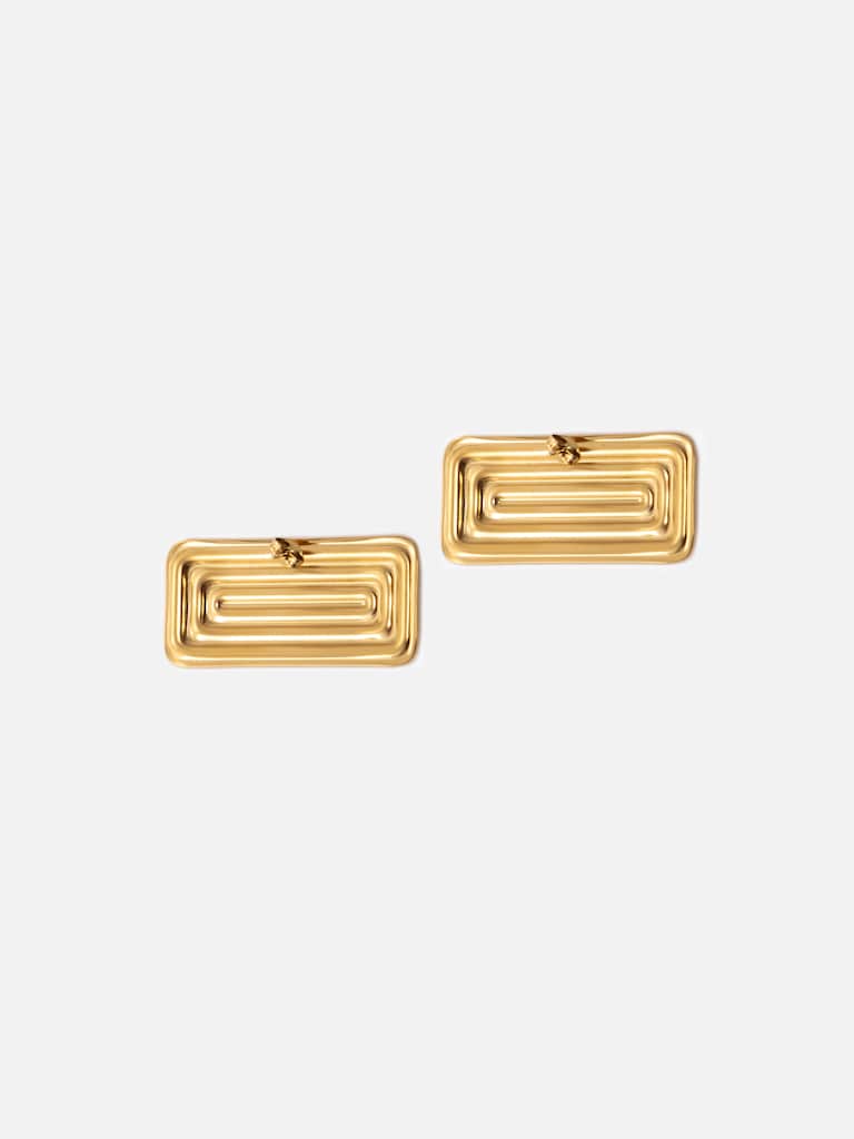 Rectangular stud earrings in textured metal