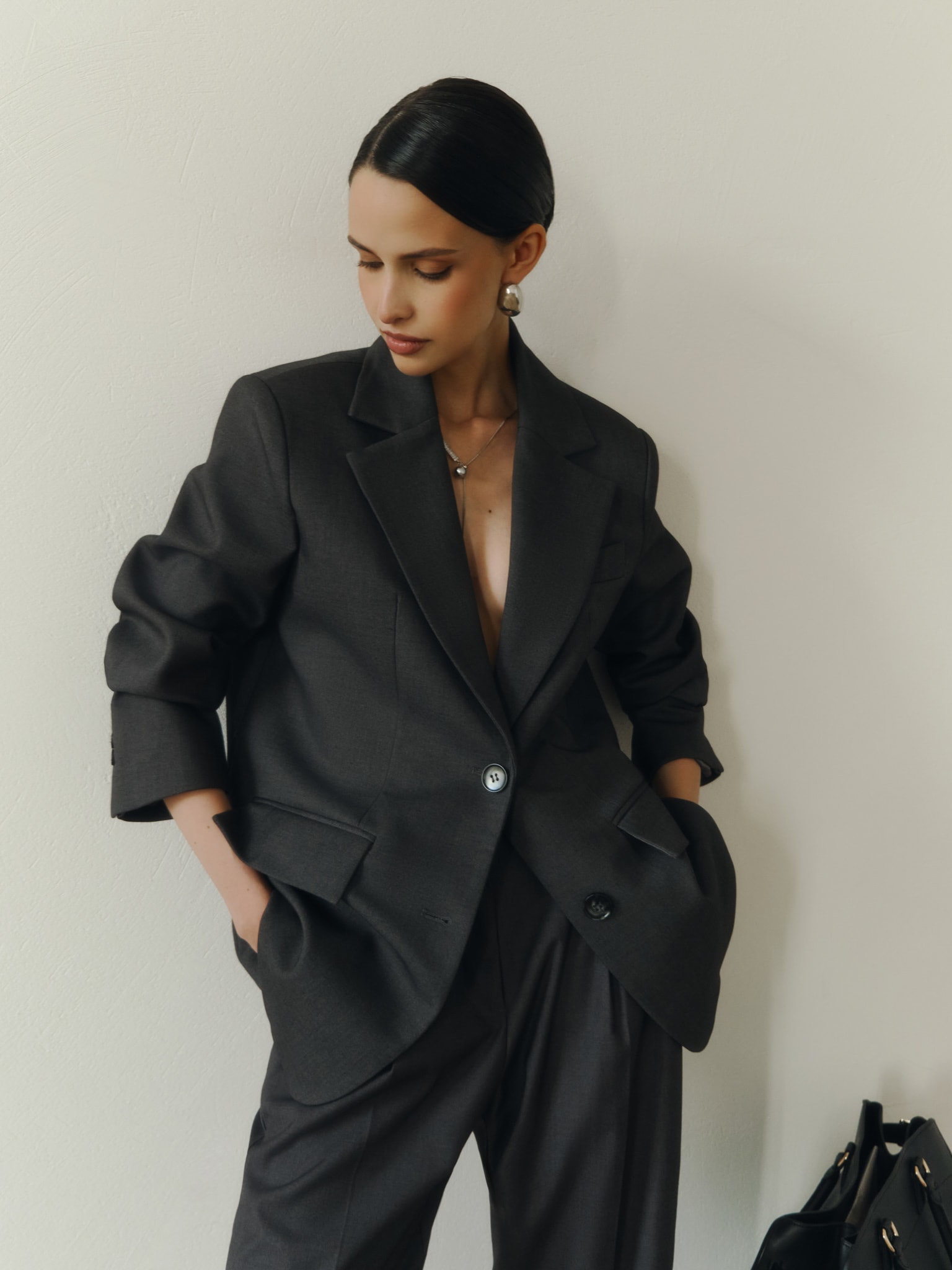 Жакет прямого кроя из костюмной ткани