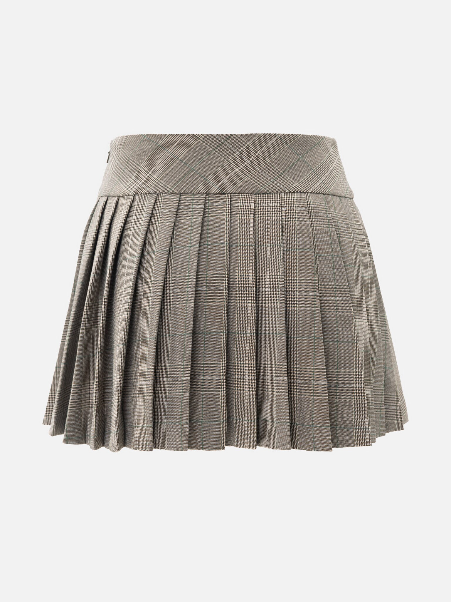 Karierter Minirock mit großen Knöpfen an den Taschen