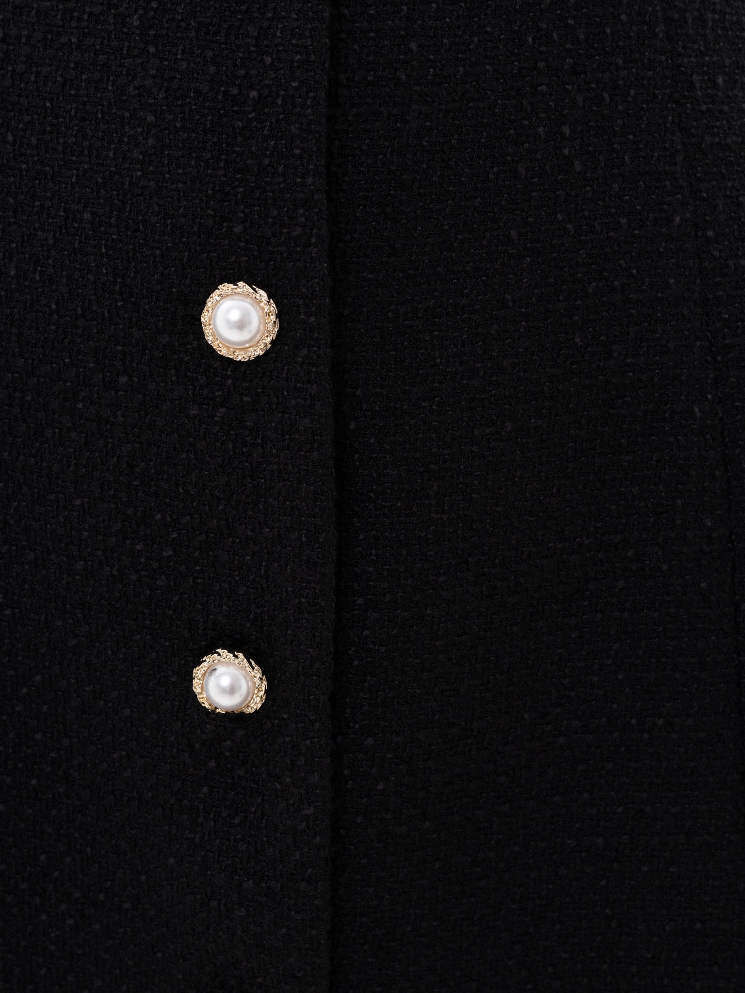 Твидовое платье мини с плиссированными манжетами и крупными пуговицами