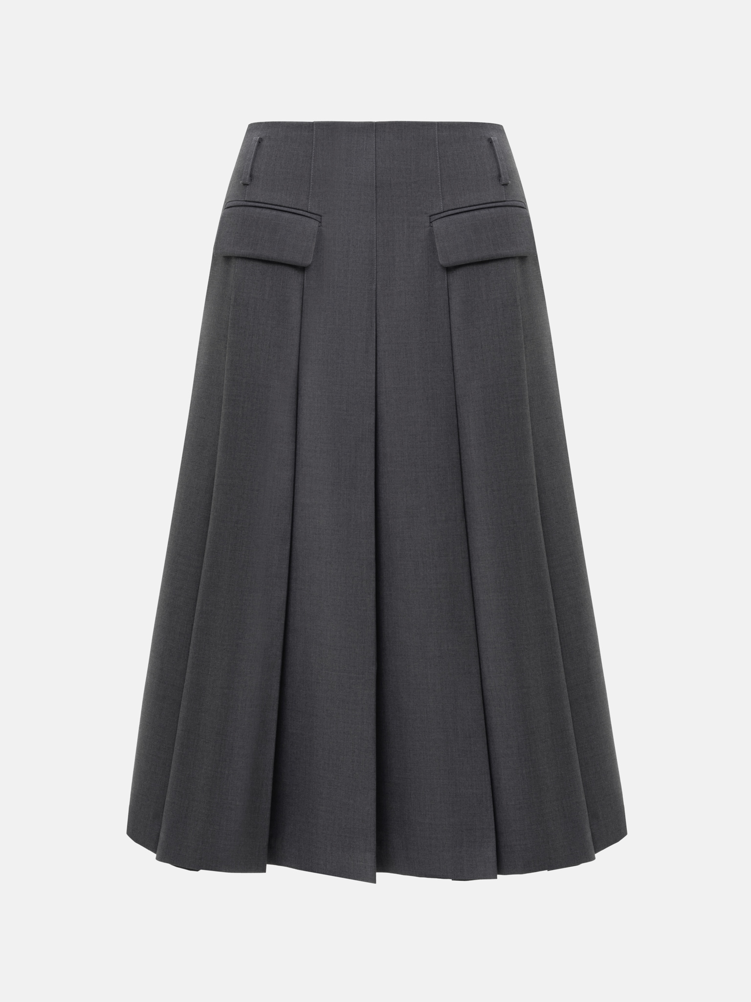 Midi pleated skirt in suiting fabric :: LICHI - Online