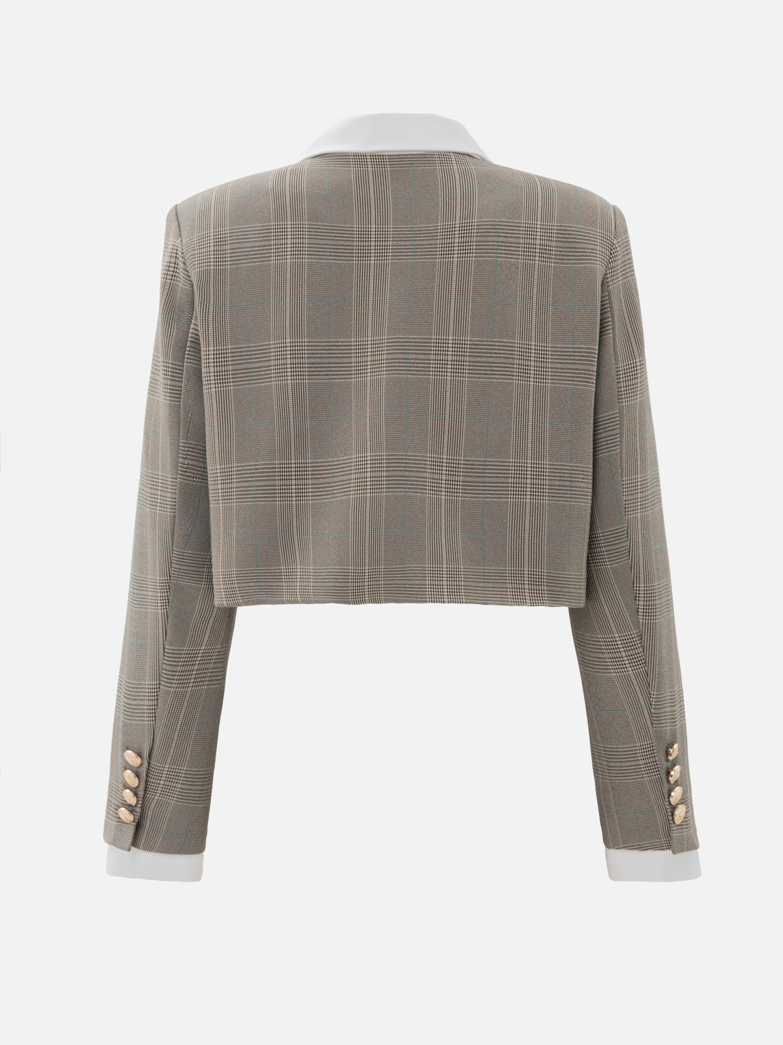 Single-breasted checked jacket with large buttons
