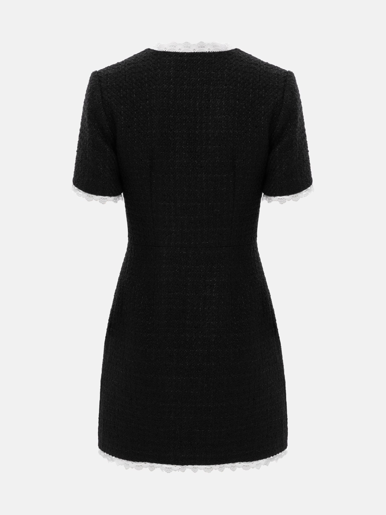 Tweed mini dress with openwork inserts :: LICHI - Online