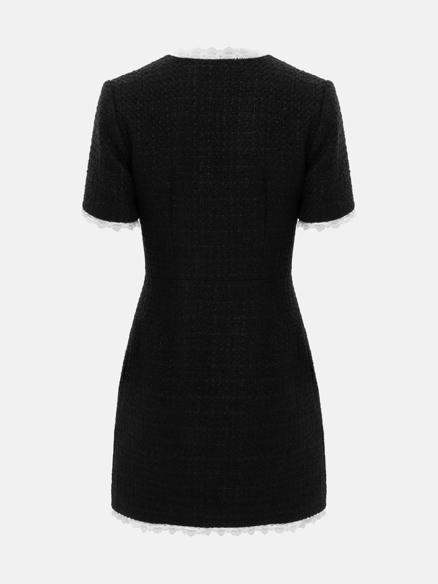 Tweed mini dress with openwork inserts