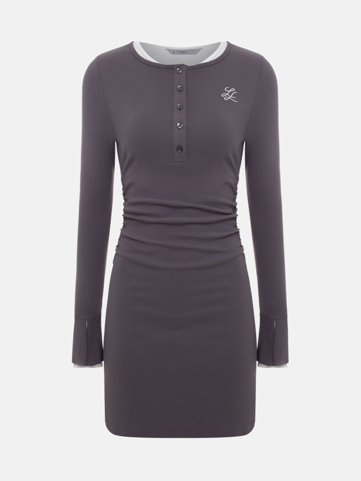 Mini knitted dress with chest embroidery