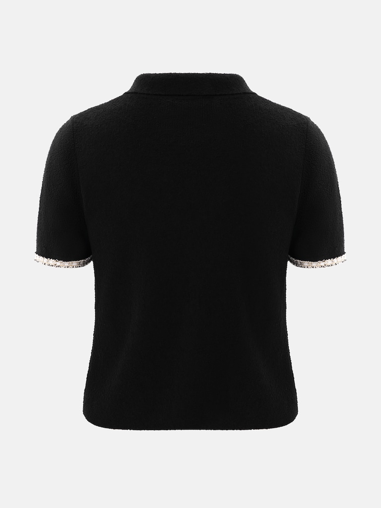 Knitted jersey top with textured details and buttons