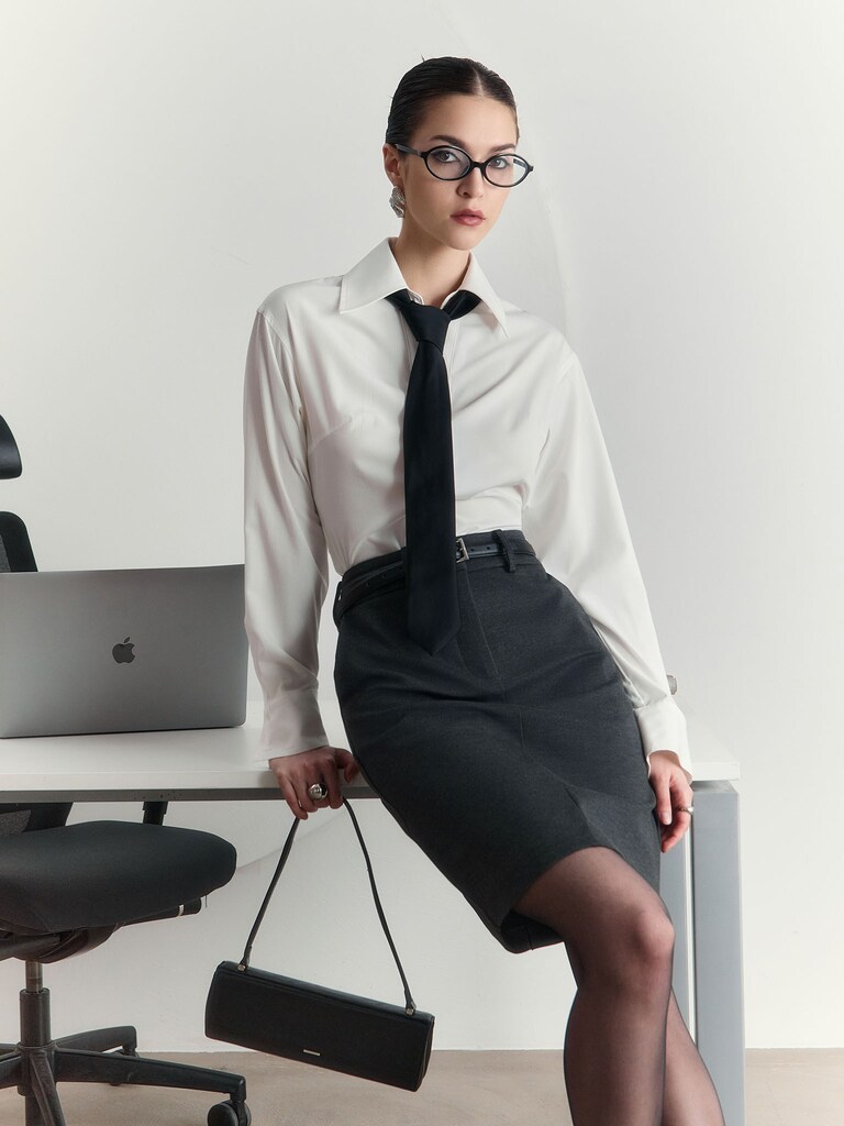 Прямая юбка-карандаш до колена с ремнем :: LICHI - Online fashion store