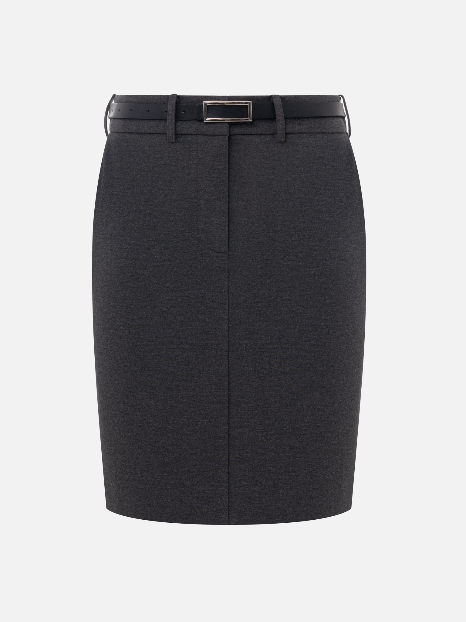 Prosta ołówkowa spódnica do kolan z paskiem