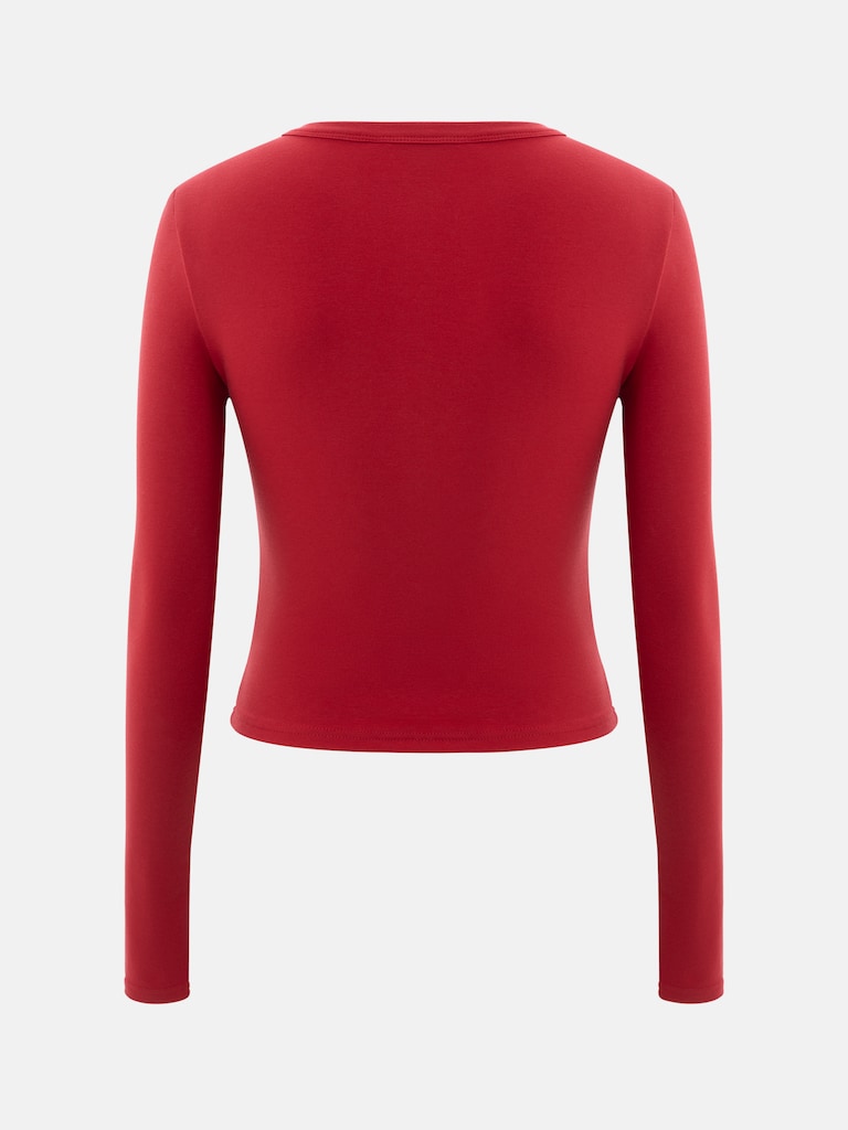 Трикотажный лонгслив с пуговицами на воротнике