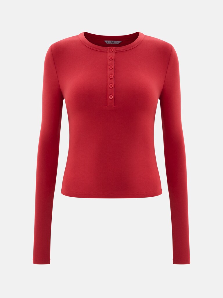 Трикотажный лонгслив с пуговицами на воротнике