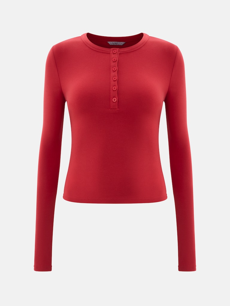 Трикотажный лонгслив с пуговицами на воротнике