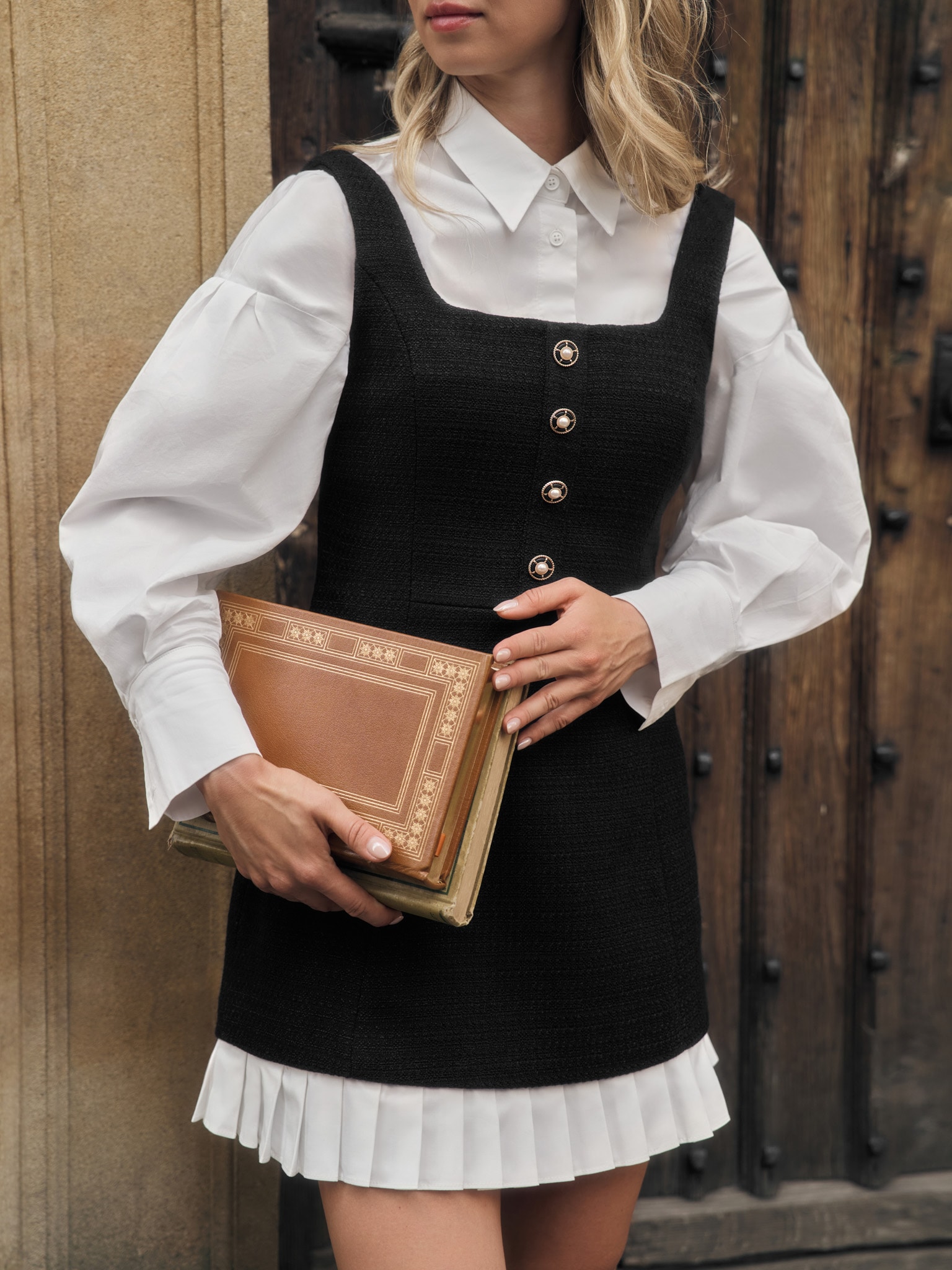 Roem[ロエム] Tweed Frill 2in1 Mini Dress Morgan Tweed Mini Dress – VICI