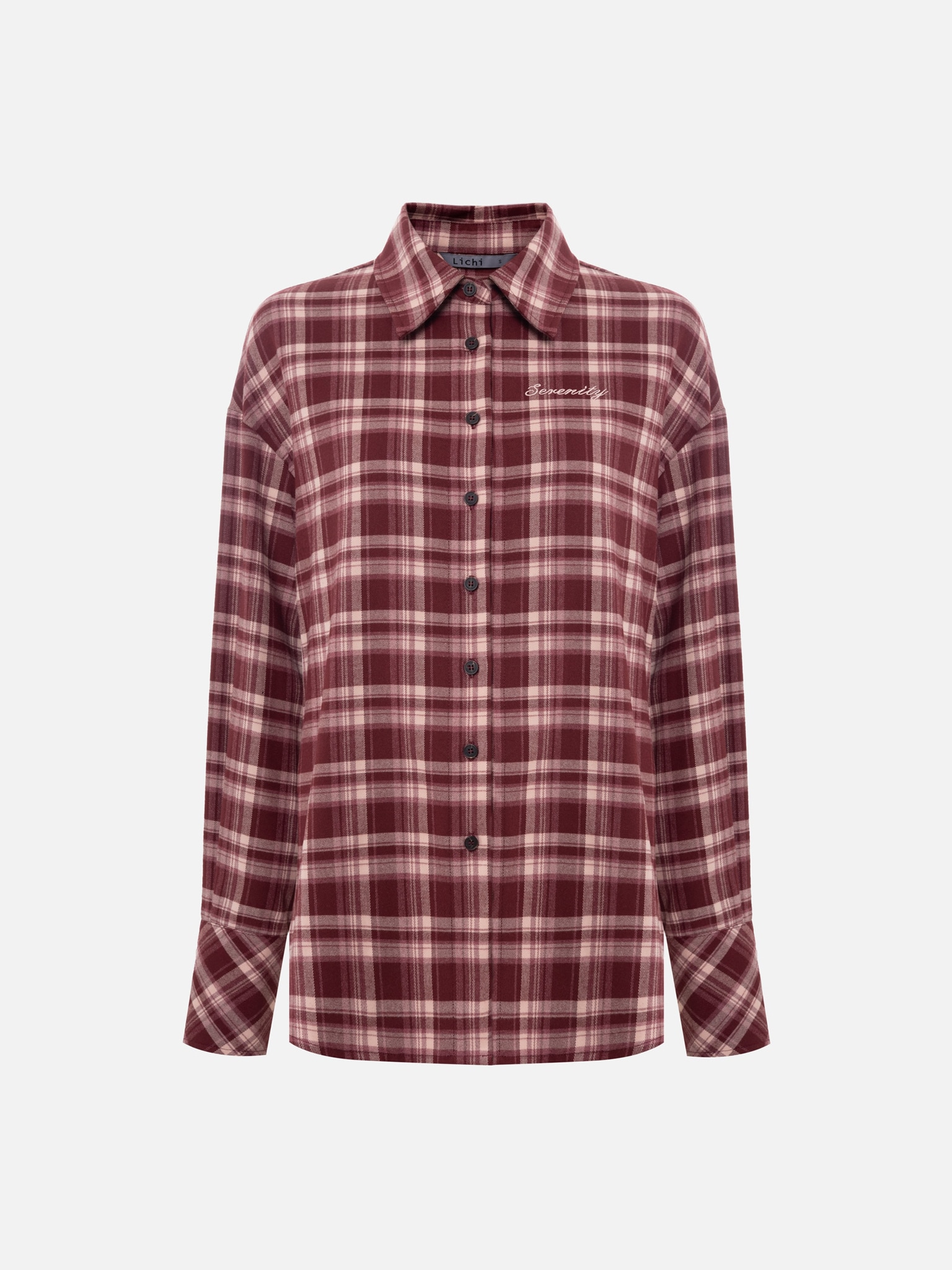 Клетчатая рубашка свободного кроя с вышивкой