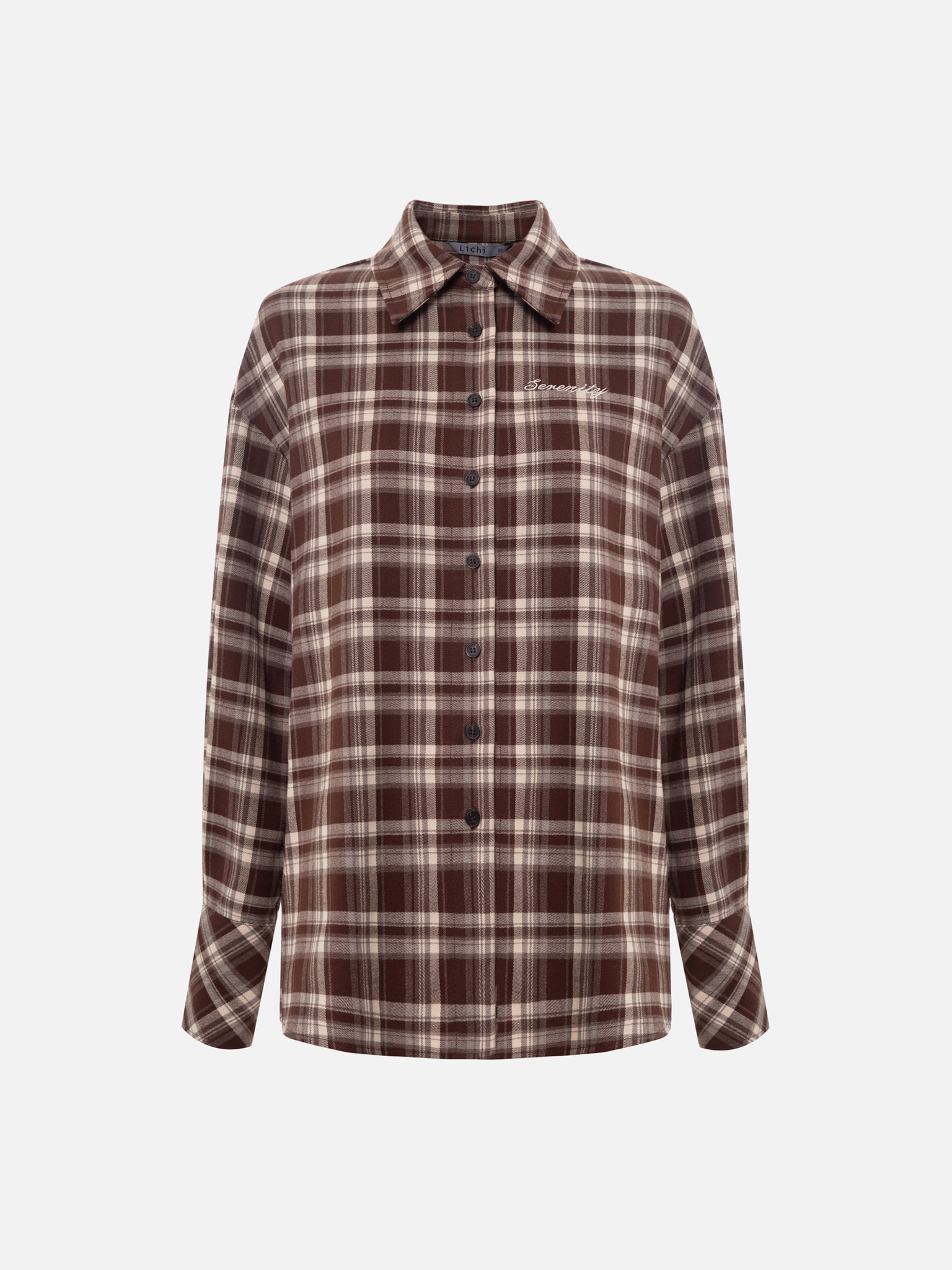 Клетчатая рубашка свободного кроя с вышивкой