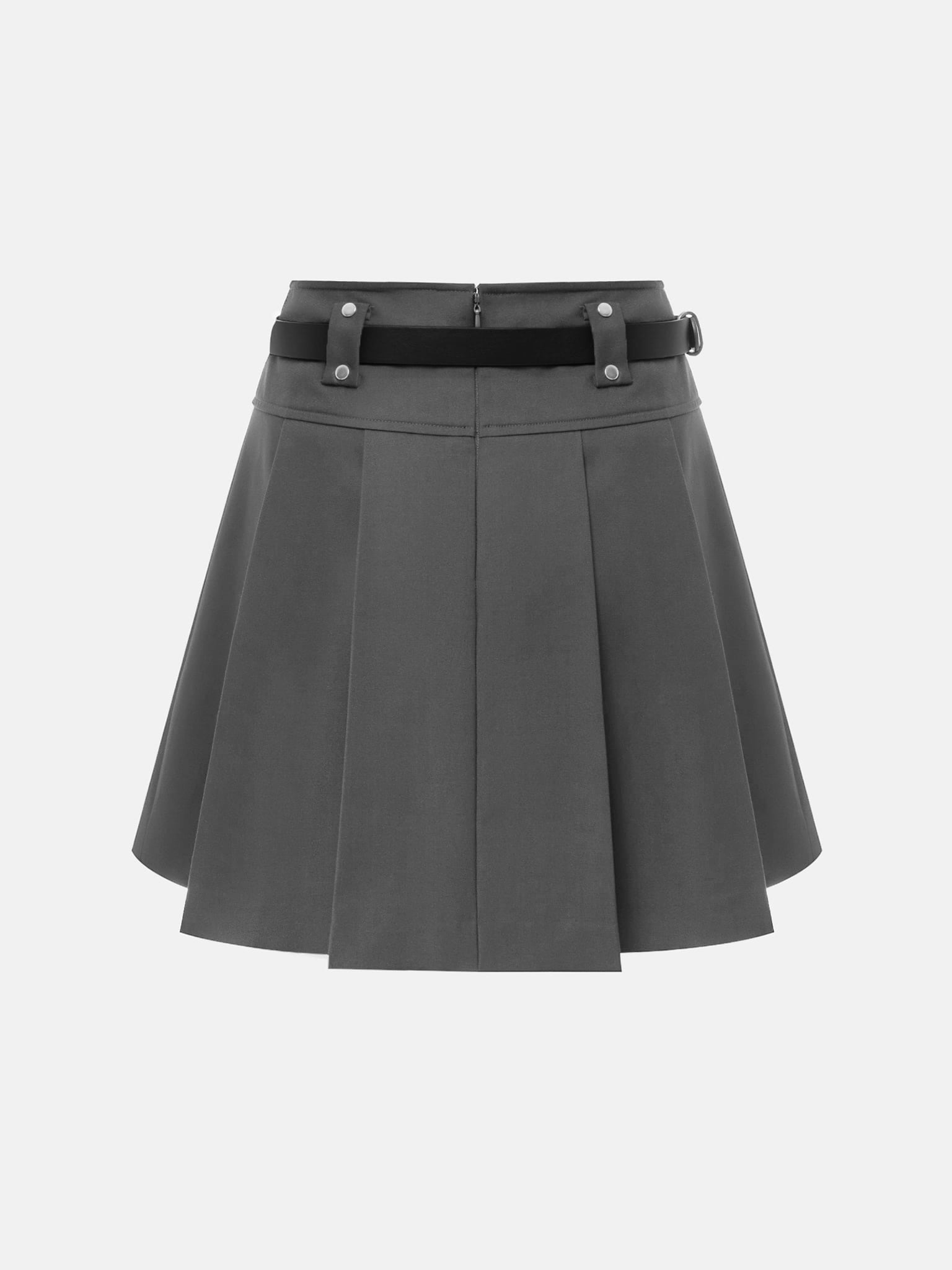 Pleated mini skirt belt best sale