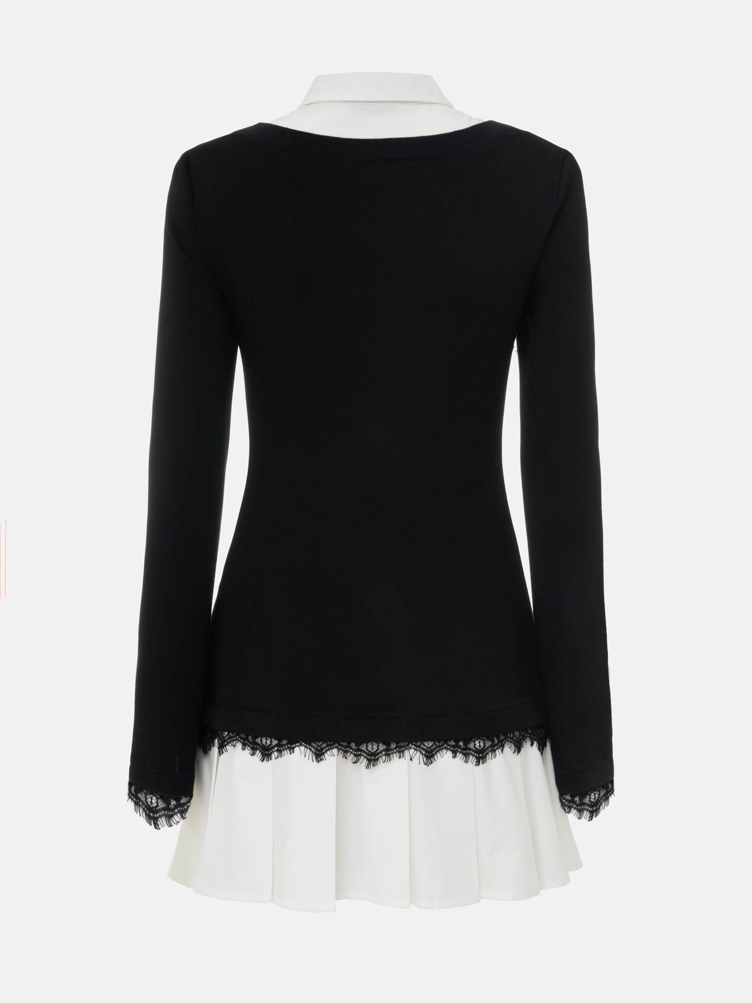 Mini dress with shirt imitation and lace decor