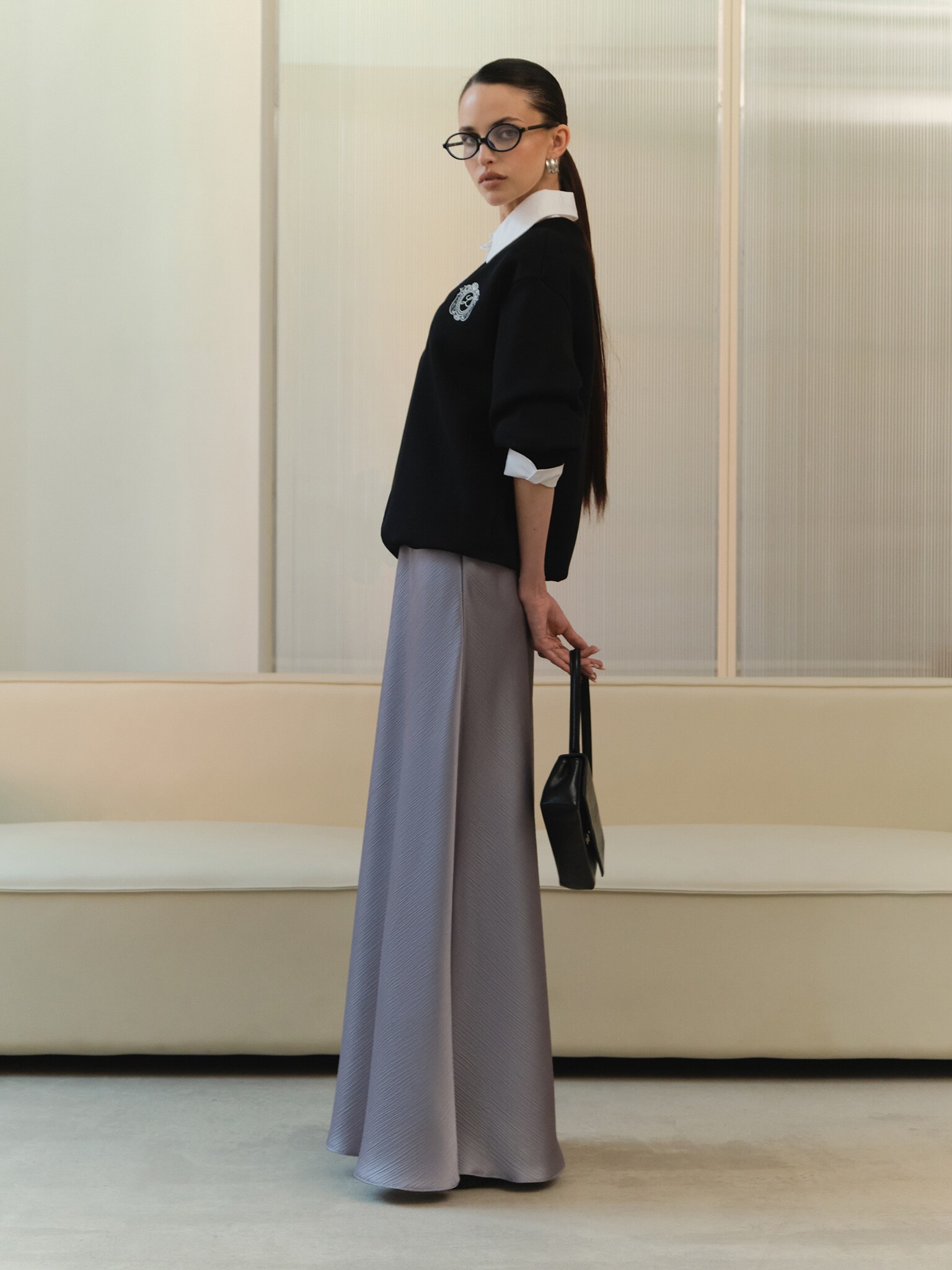 Юбка макси в пол из фактурной ткани