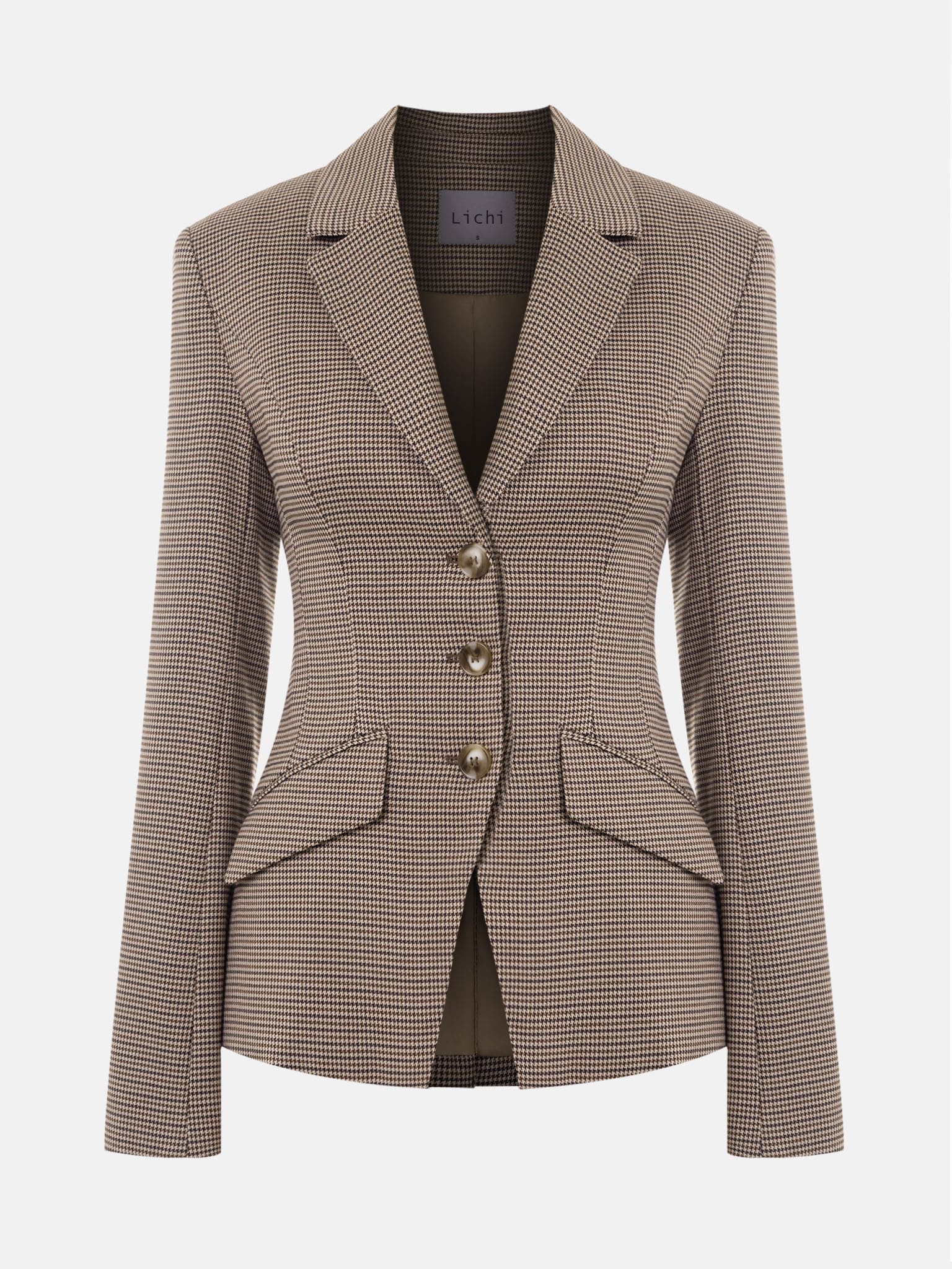 Fitted single-breasted jacket with small check pattern