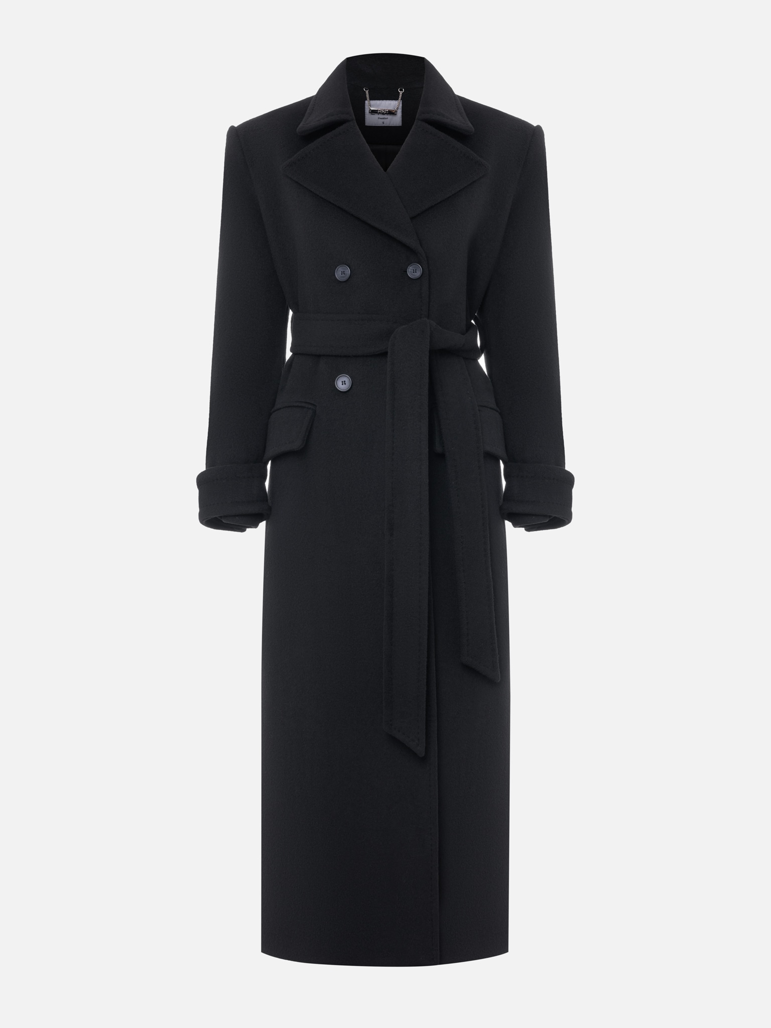 Шерстяное пальто оверсайз с широким поясом