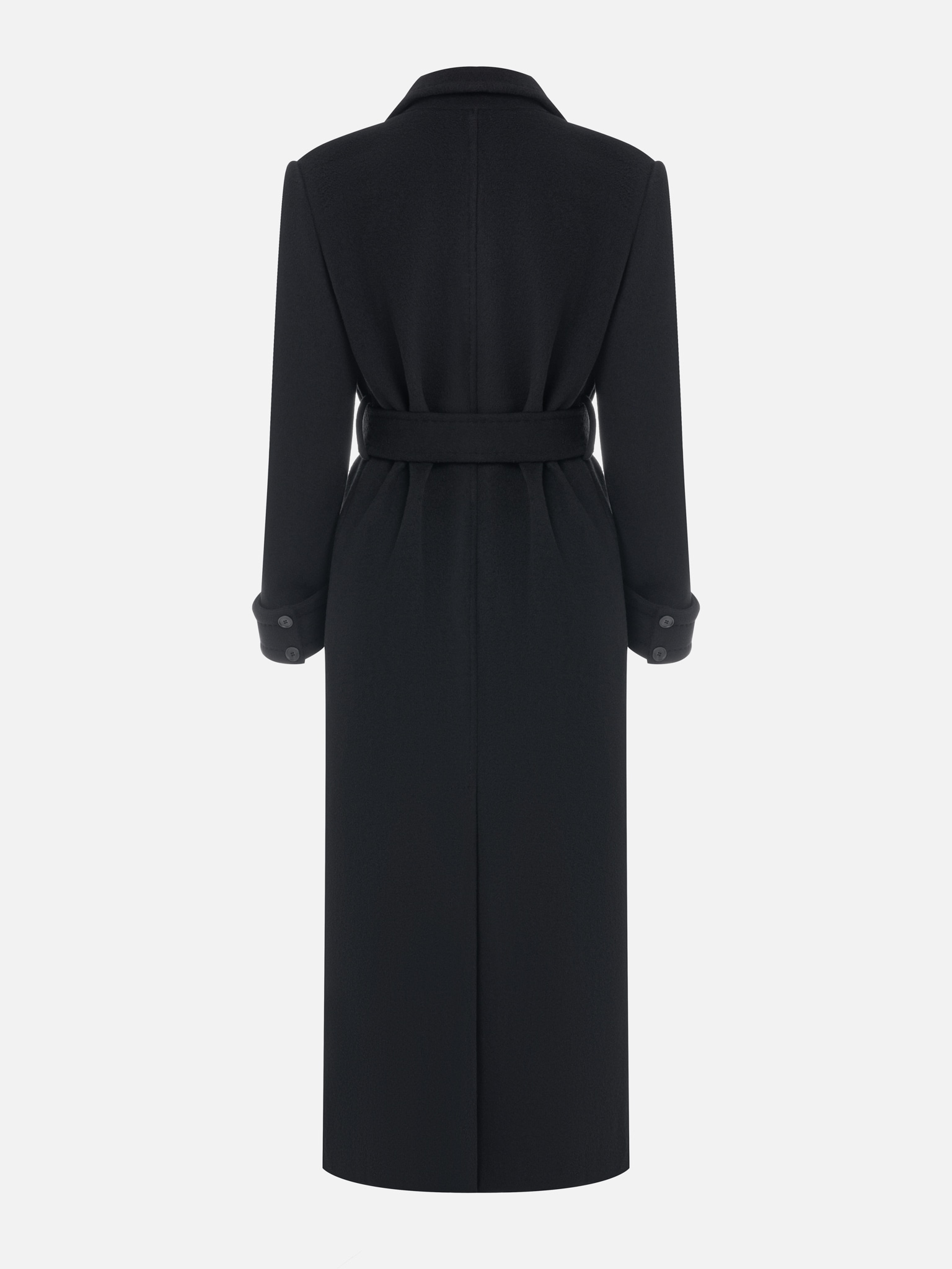 Шерстяное пальто оверсайз с широким поясом