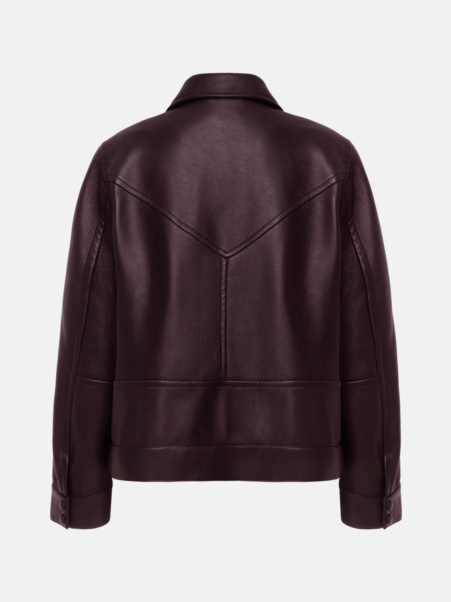 Kurtka z ekoskóry z trójkątnym kołnierzem