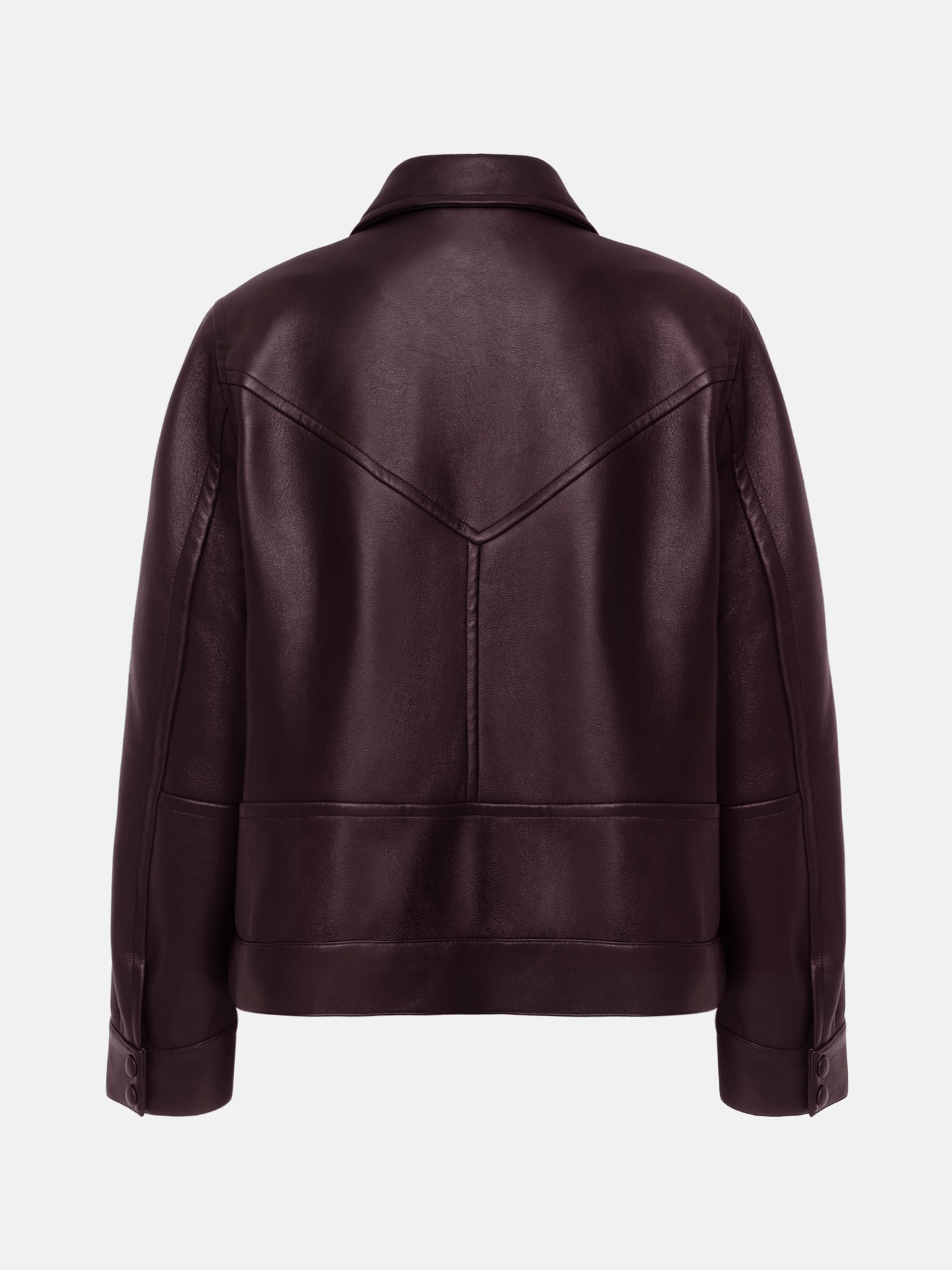 Kurtka z ekoskóry z trójkątnym kołnierzem