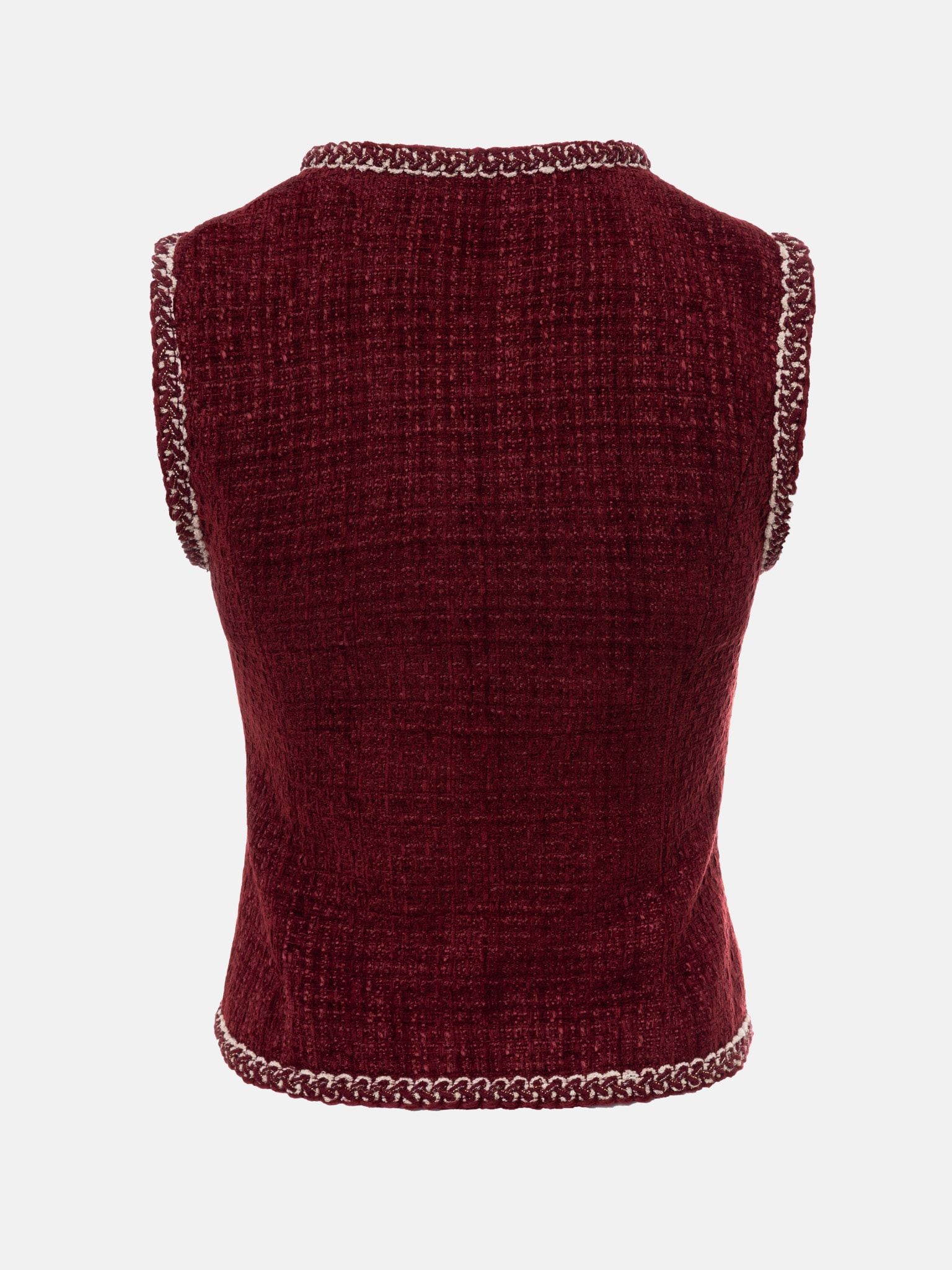 Твидовый жилет с фактурным кантом и крупными пуговицами