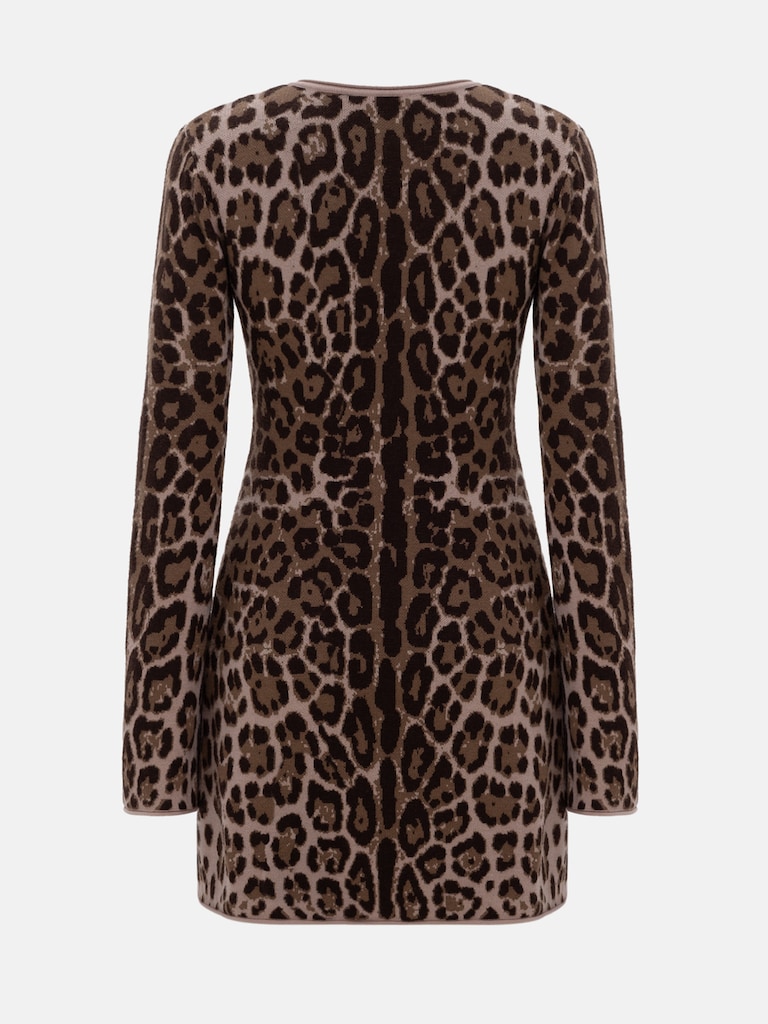 Leopard print jersey mini dress