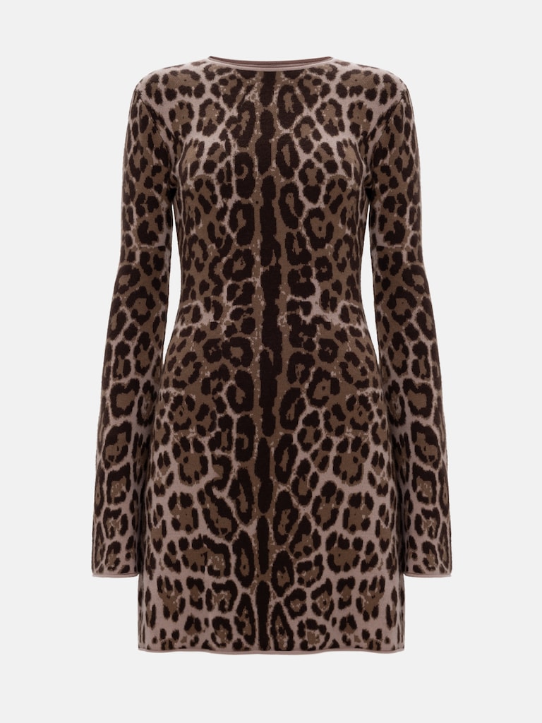 Leopard print jersey mini dress