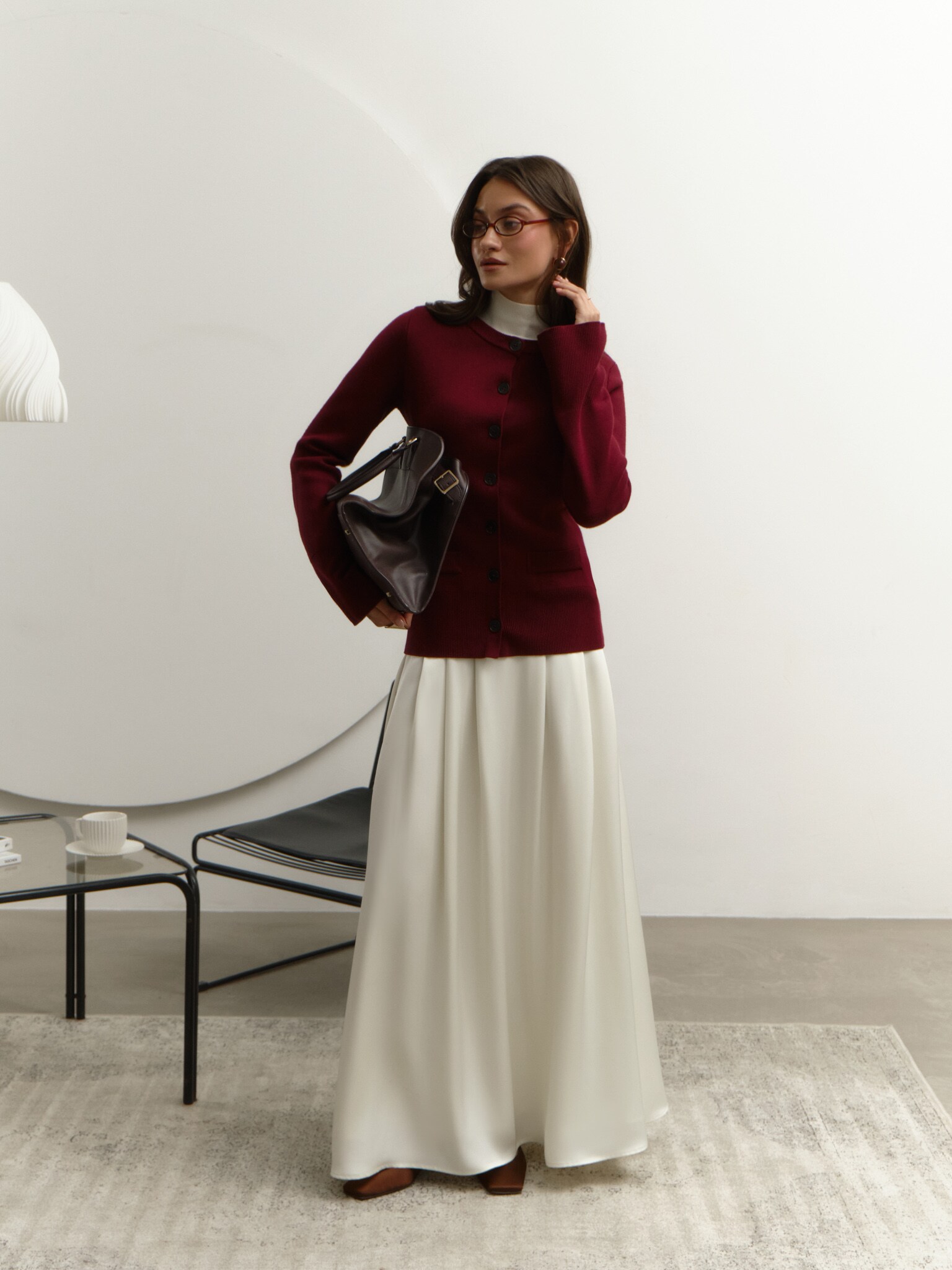 Long cardigan with large buttons