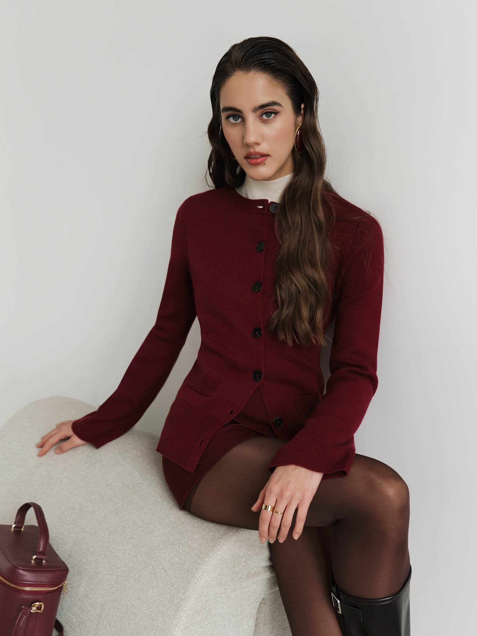 Long cardigan with large buttons