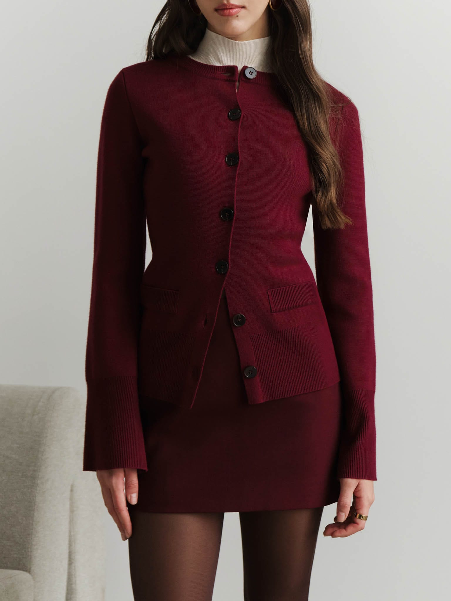 Long cardigan with large buttons