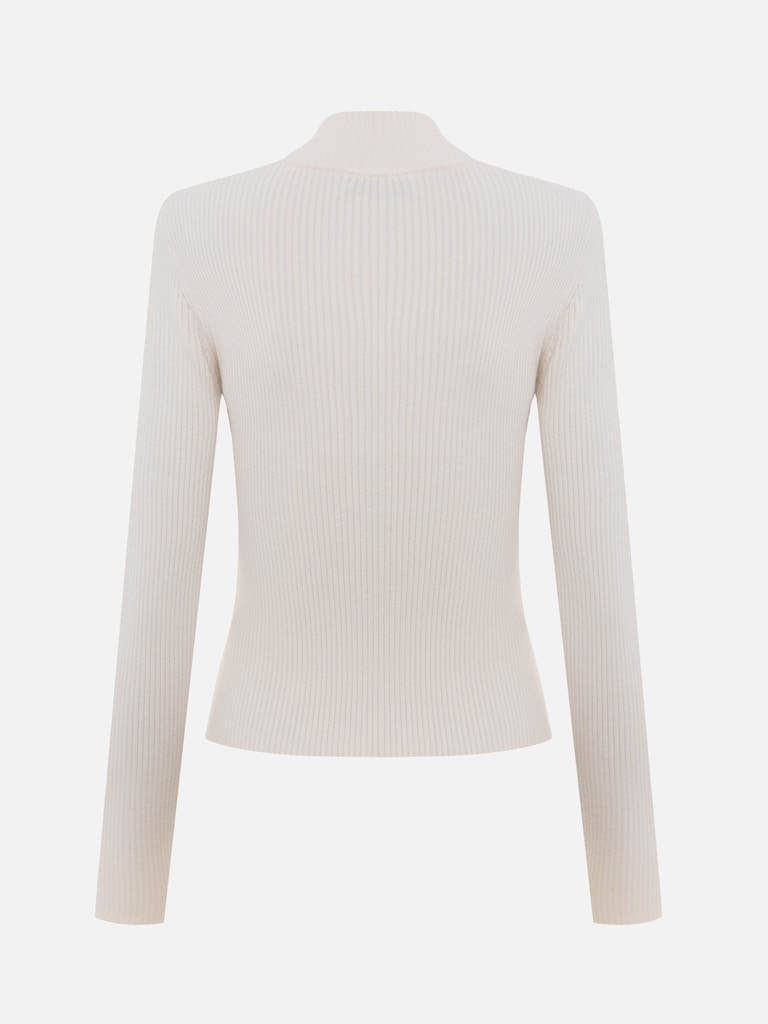 Rib-knit cardigan with zip fastening