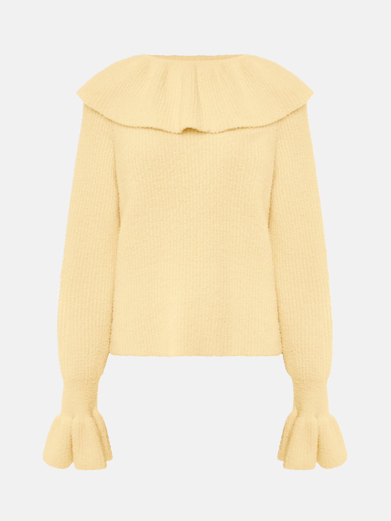 Свитер с воланами на воротнике и рукавах