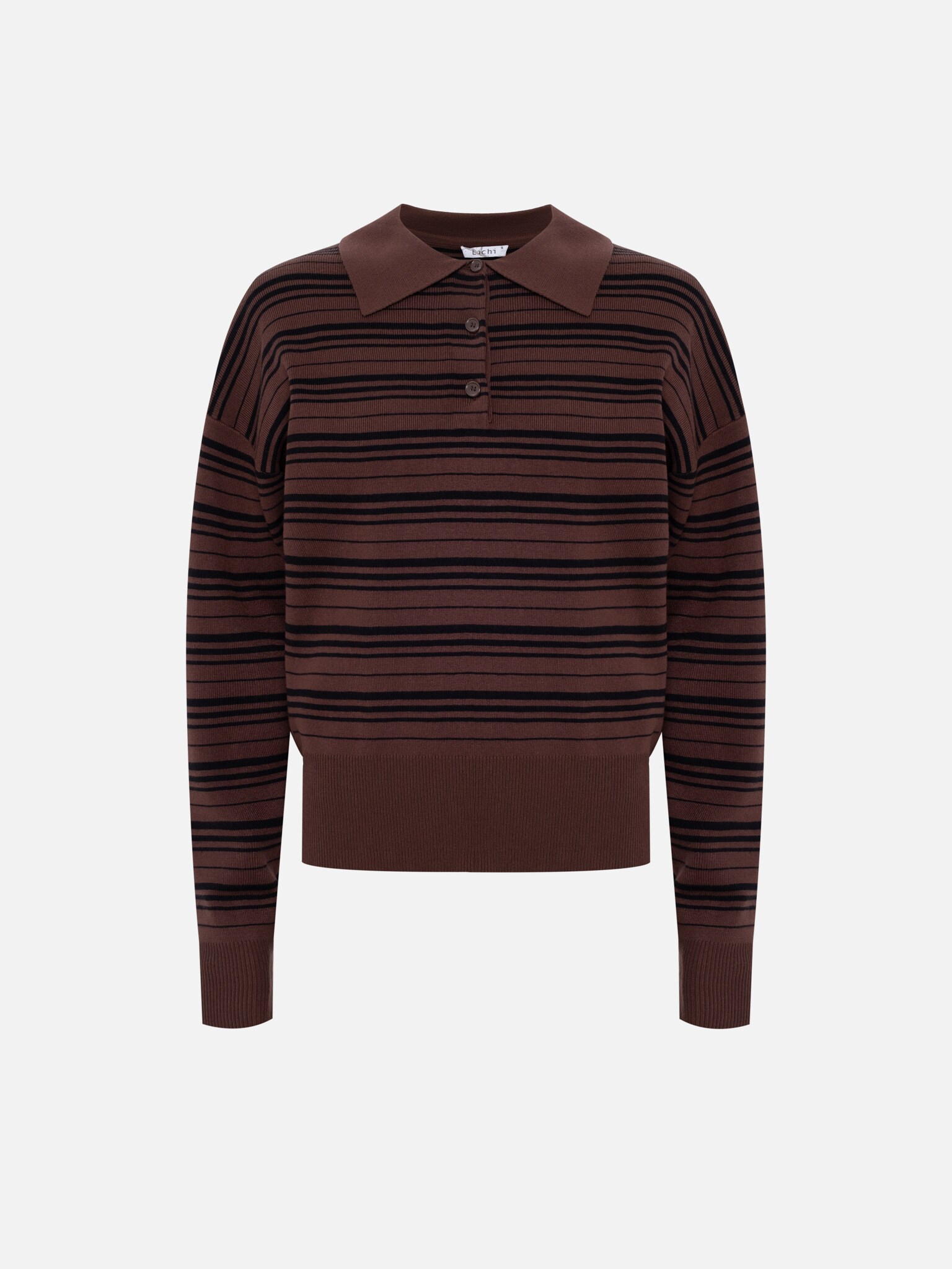 Striped knitted polo with long sleeves