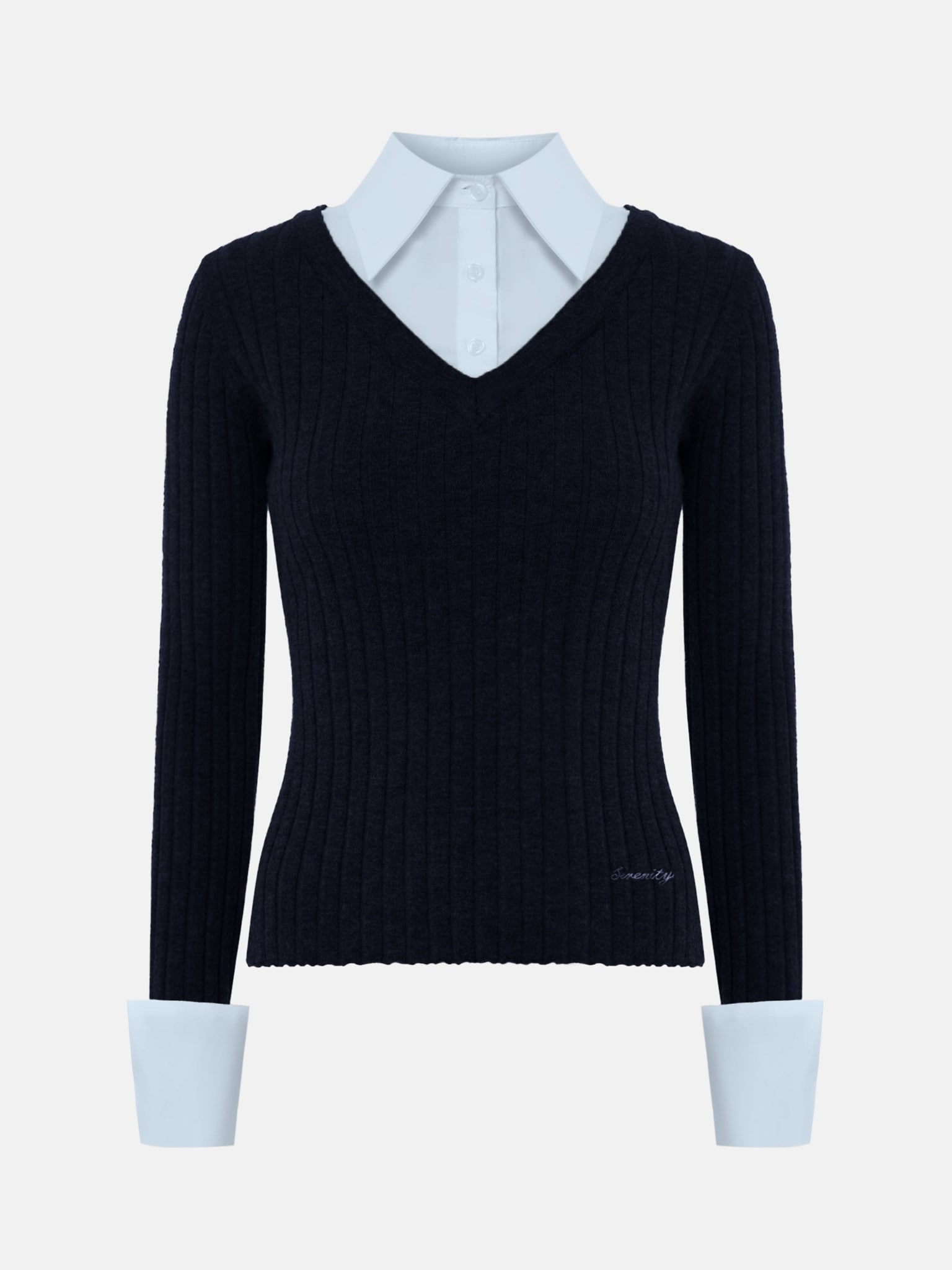 Strickpullover mit imitiertem Hemd