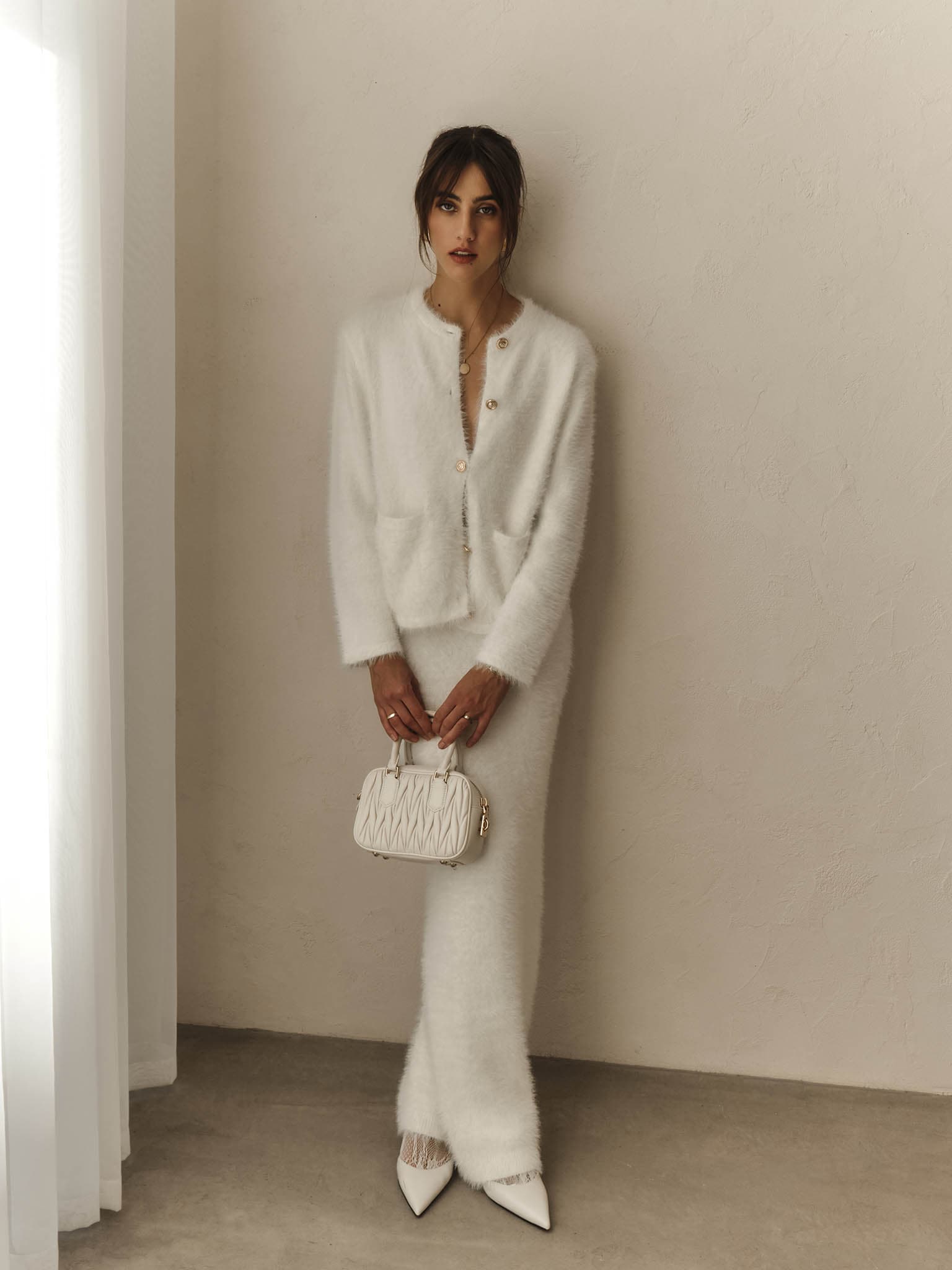 Свободный кардиган из пушистого трикотажа