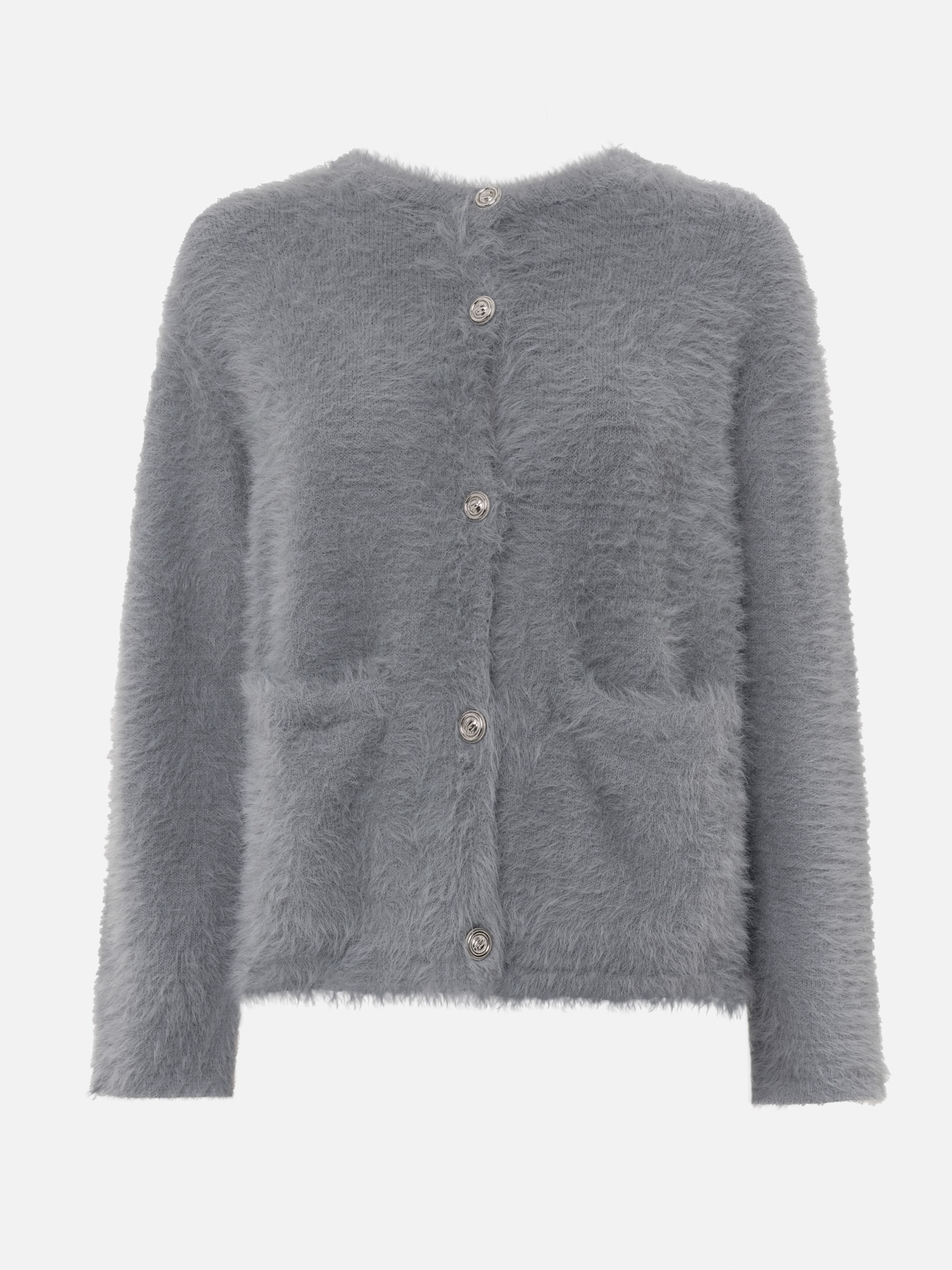 Lockere flauschige Strickjacke 