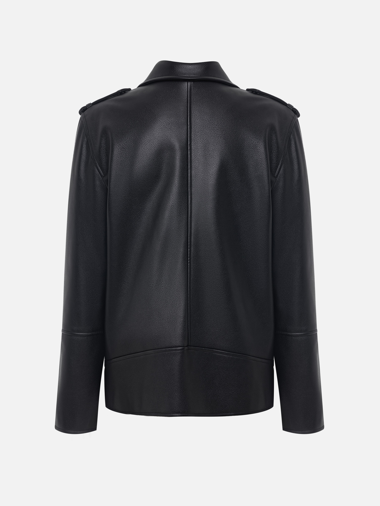 Eco-leather biker jacket with emphasised shoulders