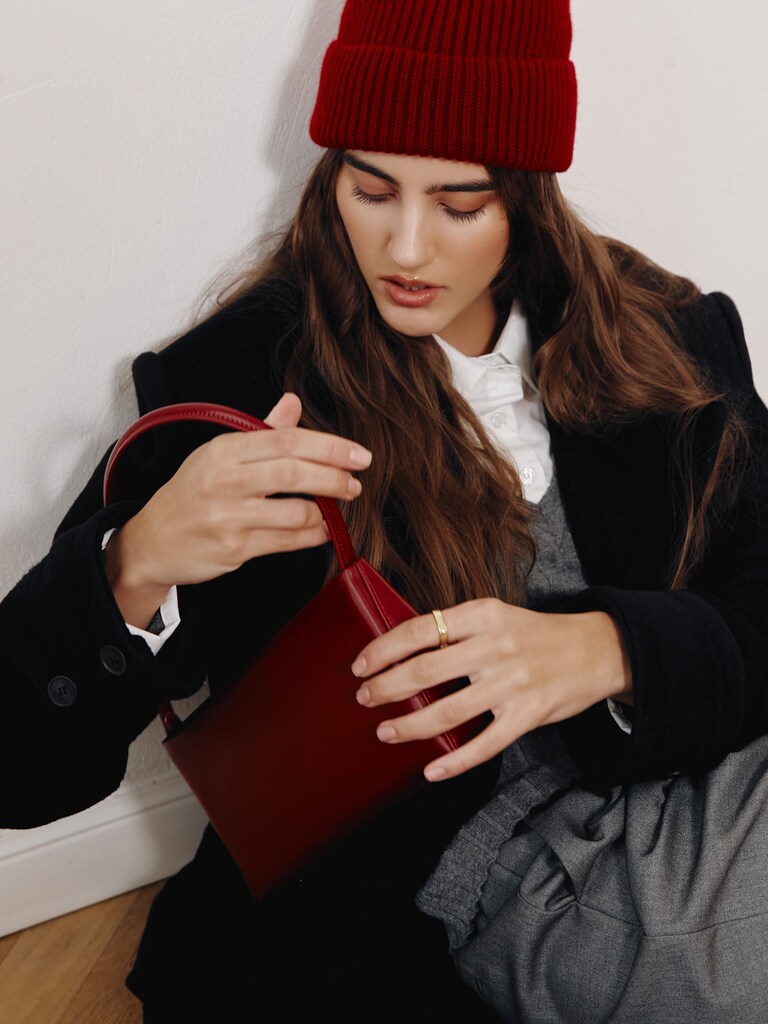 Gerippte Mütze aus Wolle