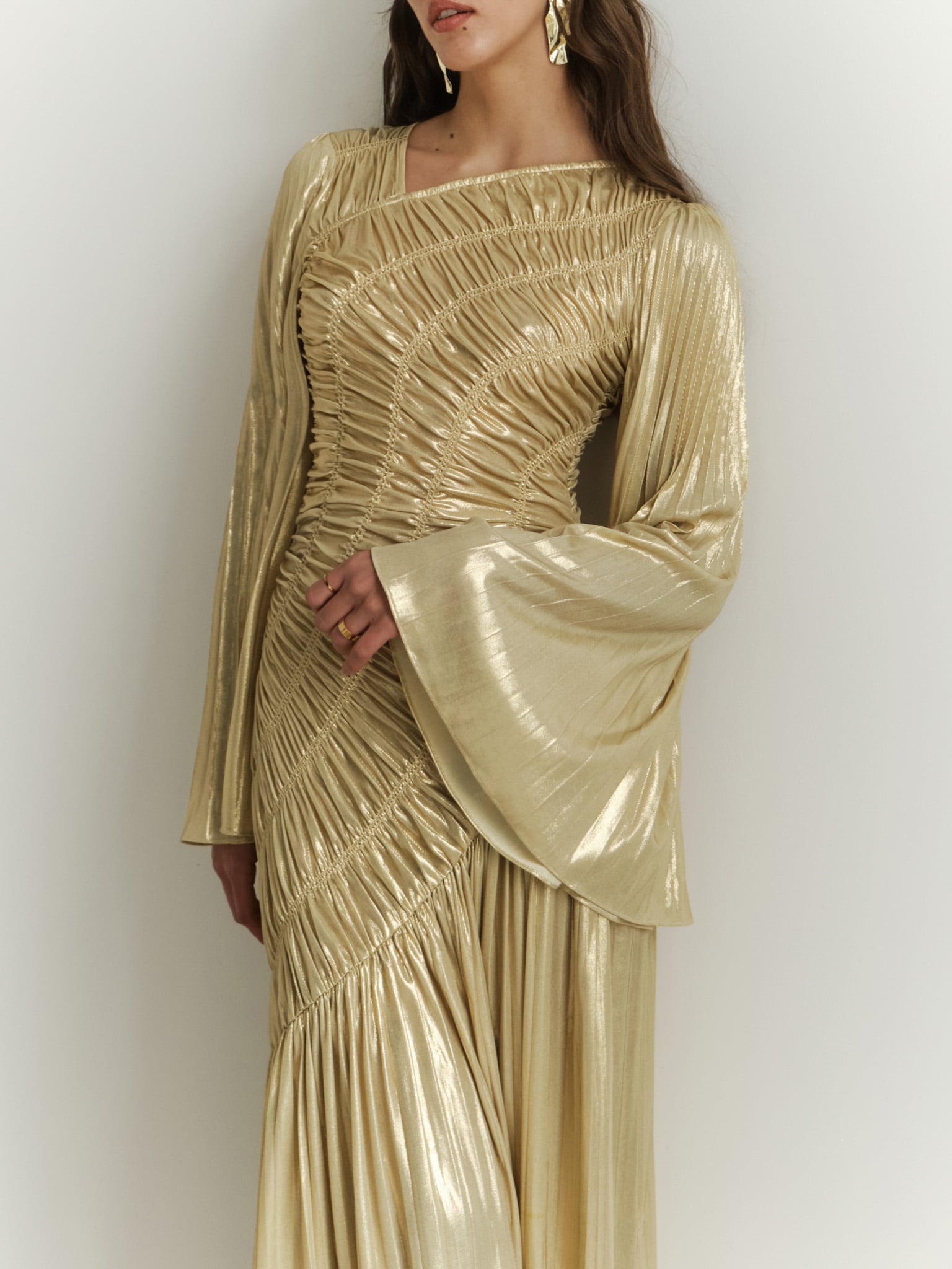 Metallised fabric maxi dress