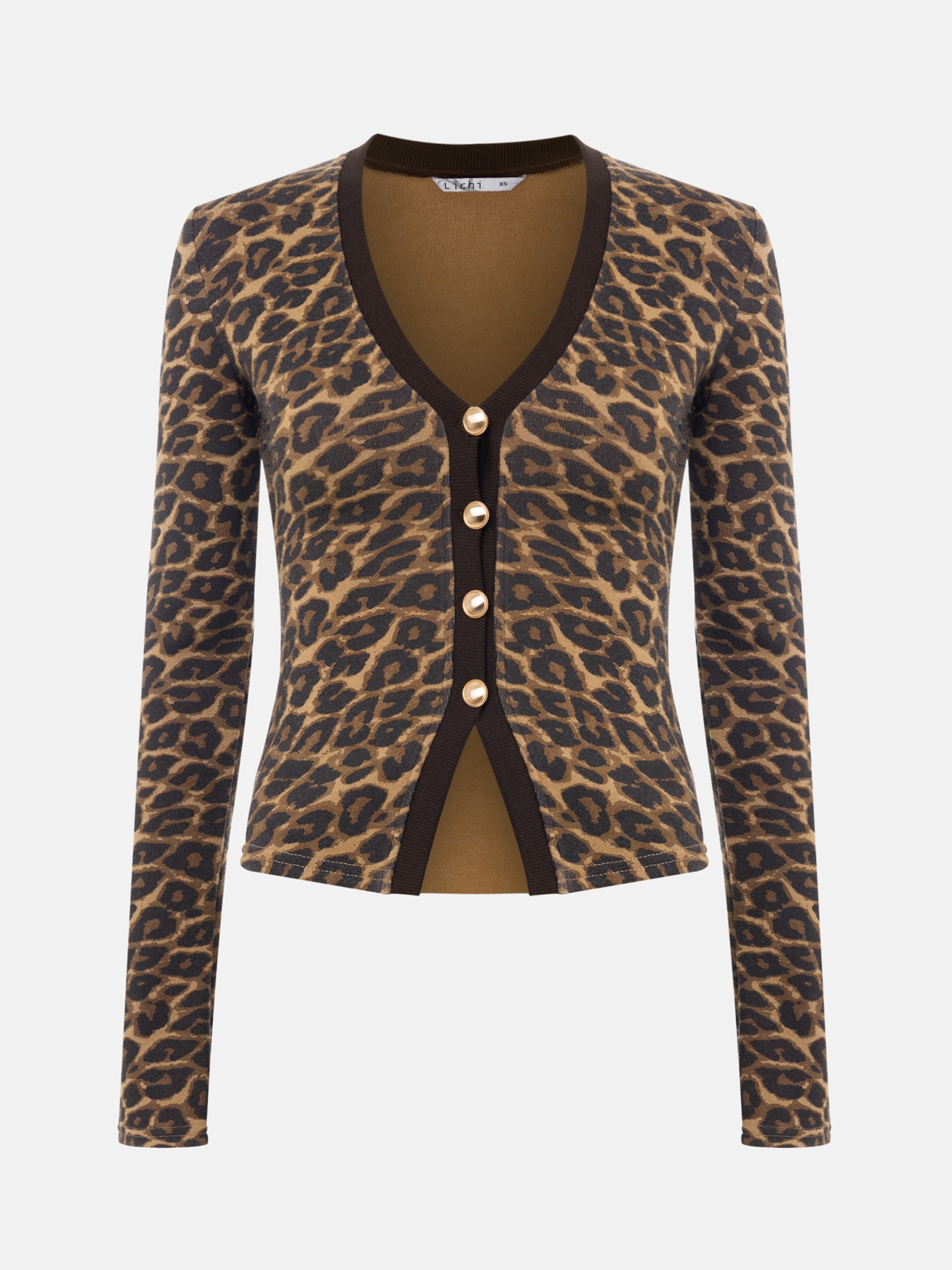 Leopard print fitted cardigan