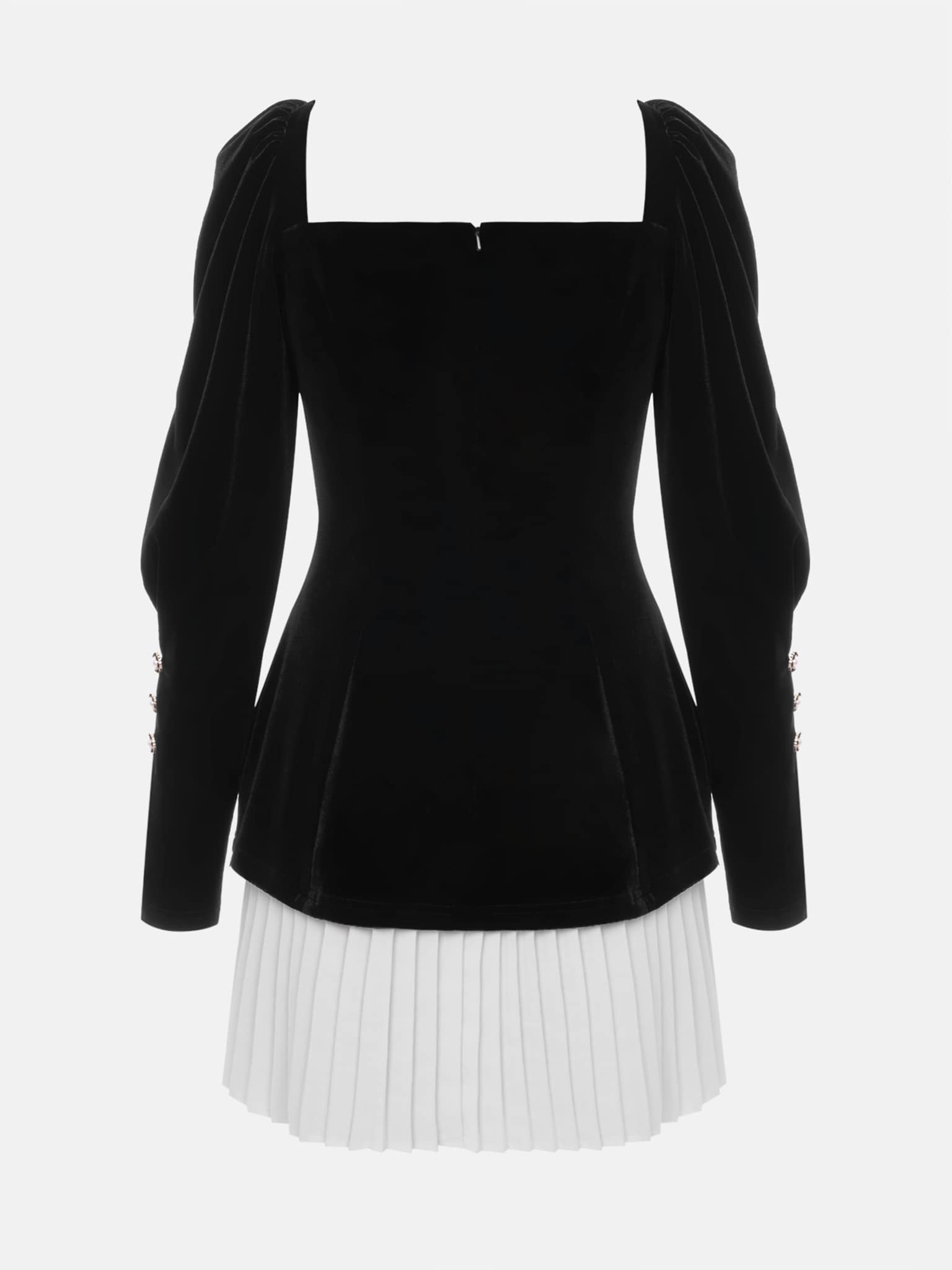 Платье-жакет мини с контрастной плиссированной юбкой