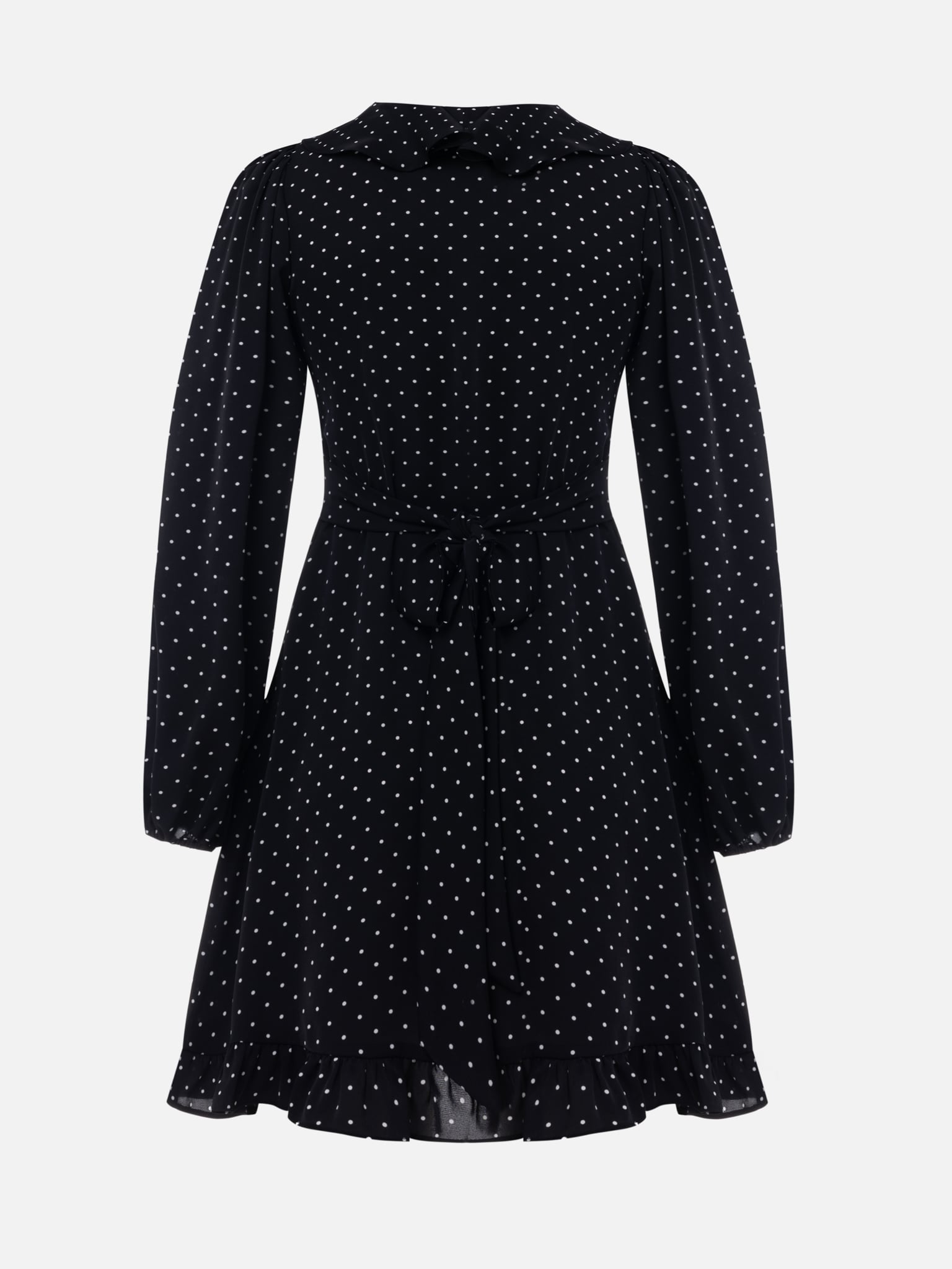 Платье мини в горошек с контрастным цветком