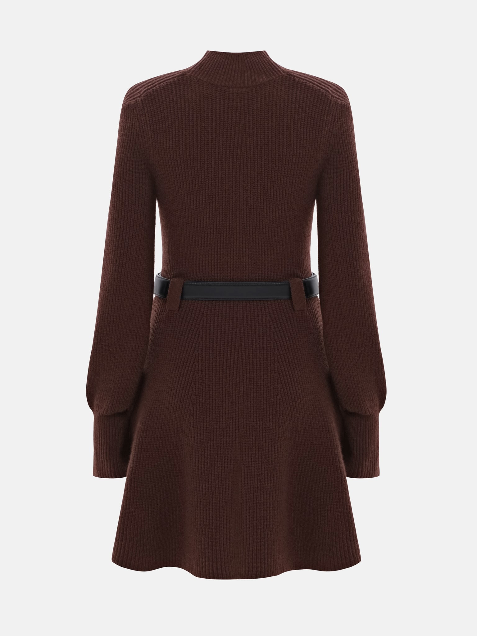 Платье мини из вязаного трикотажа с ремнем