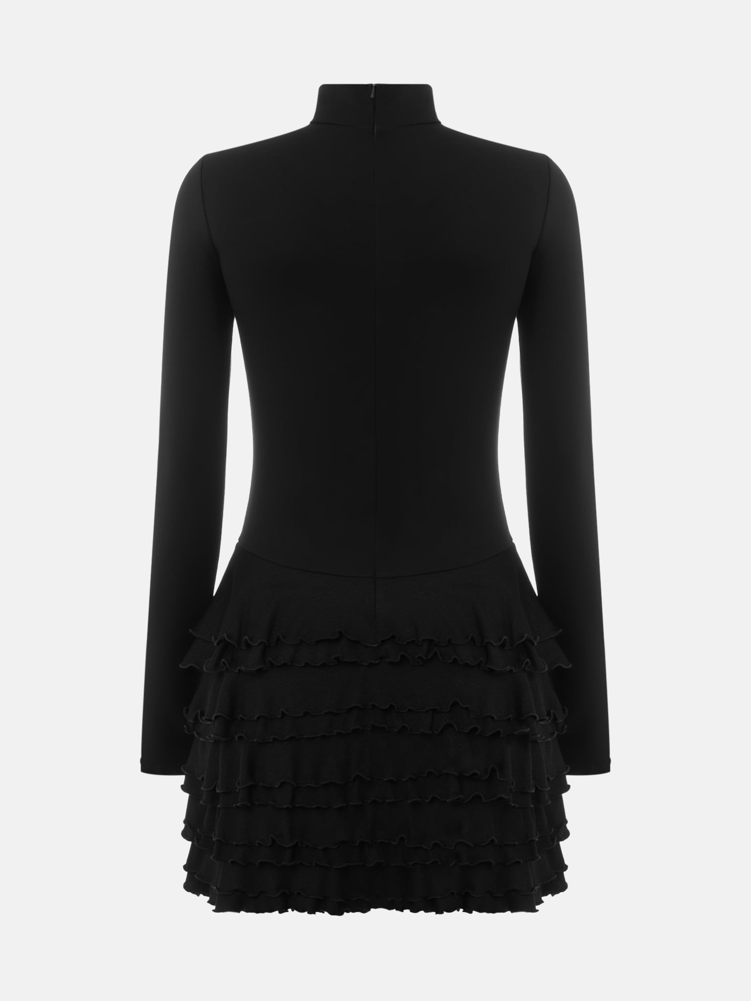 Трикотажное платье мини с оборками на юбке :: LICHI - Online fashion store
